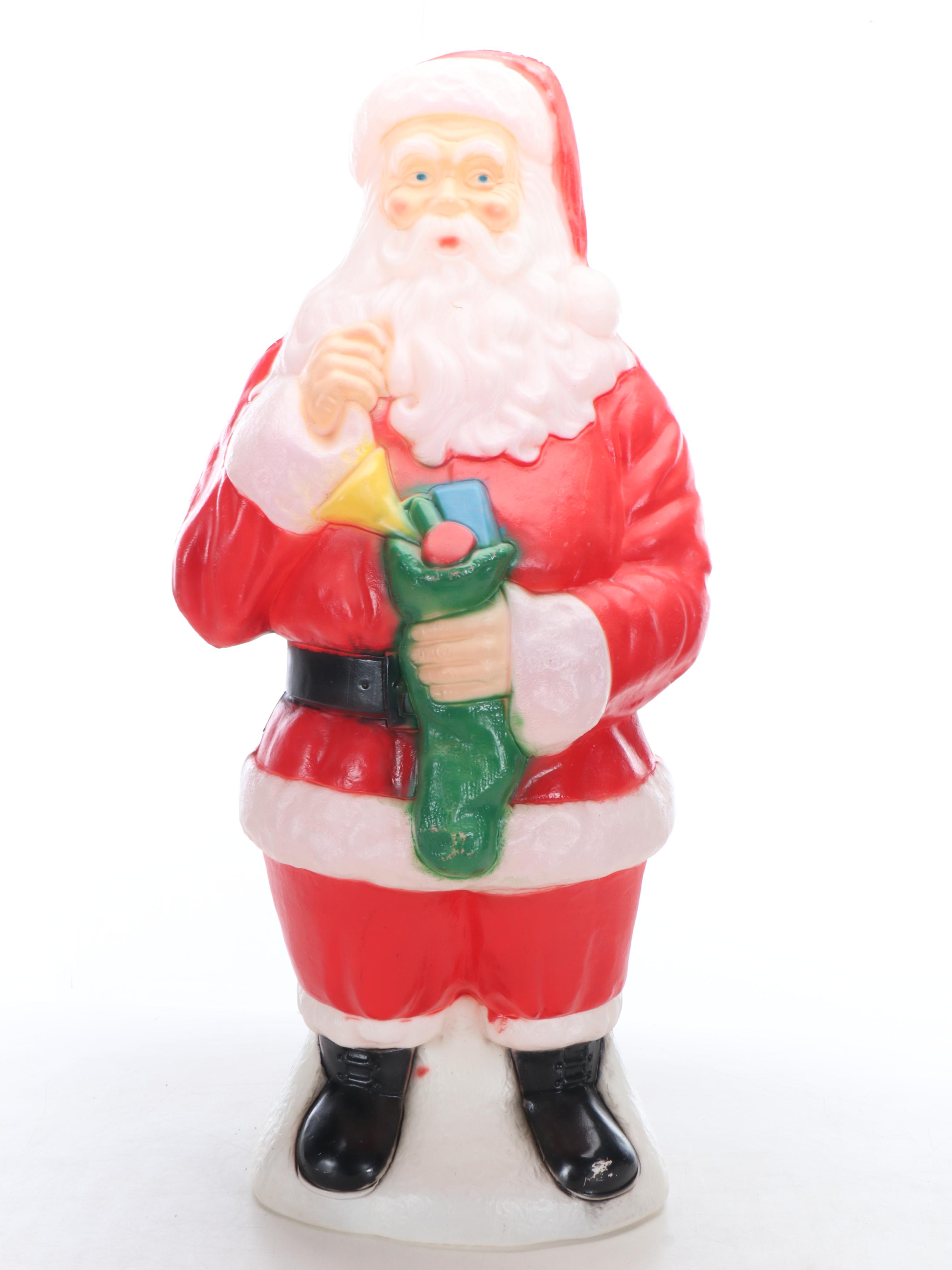 Illuminated Blow Mold Santa with Other Vintage Christmas Displays