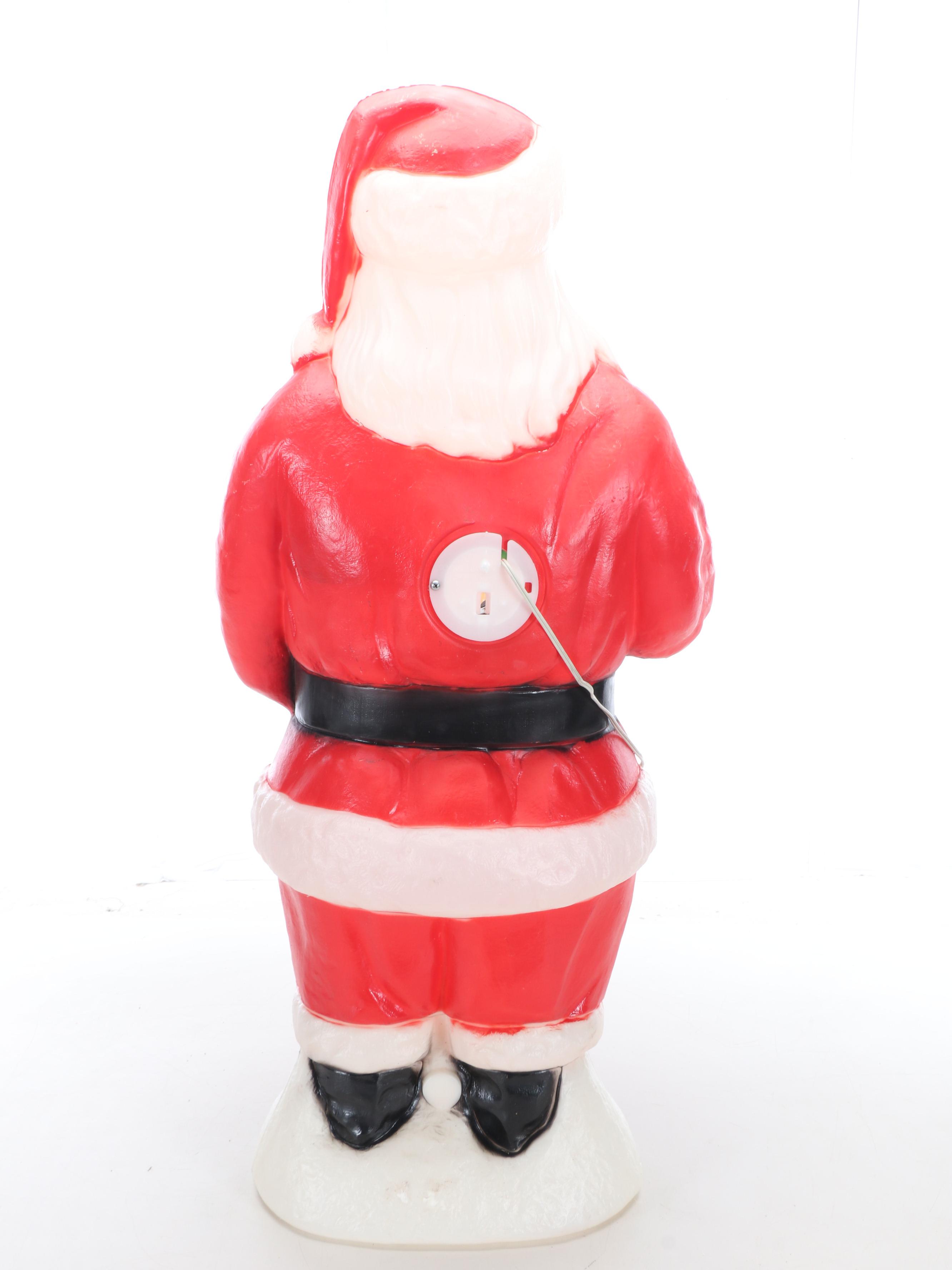 Illuminated Blow Mold Santa with Other Vintage Christmas Displays