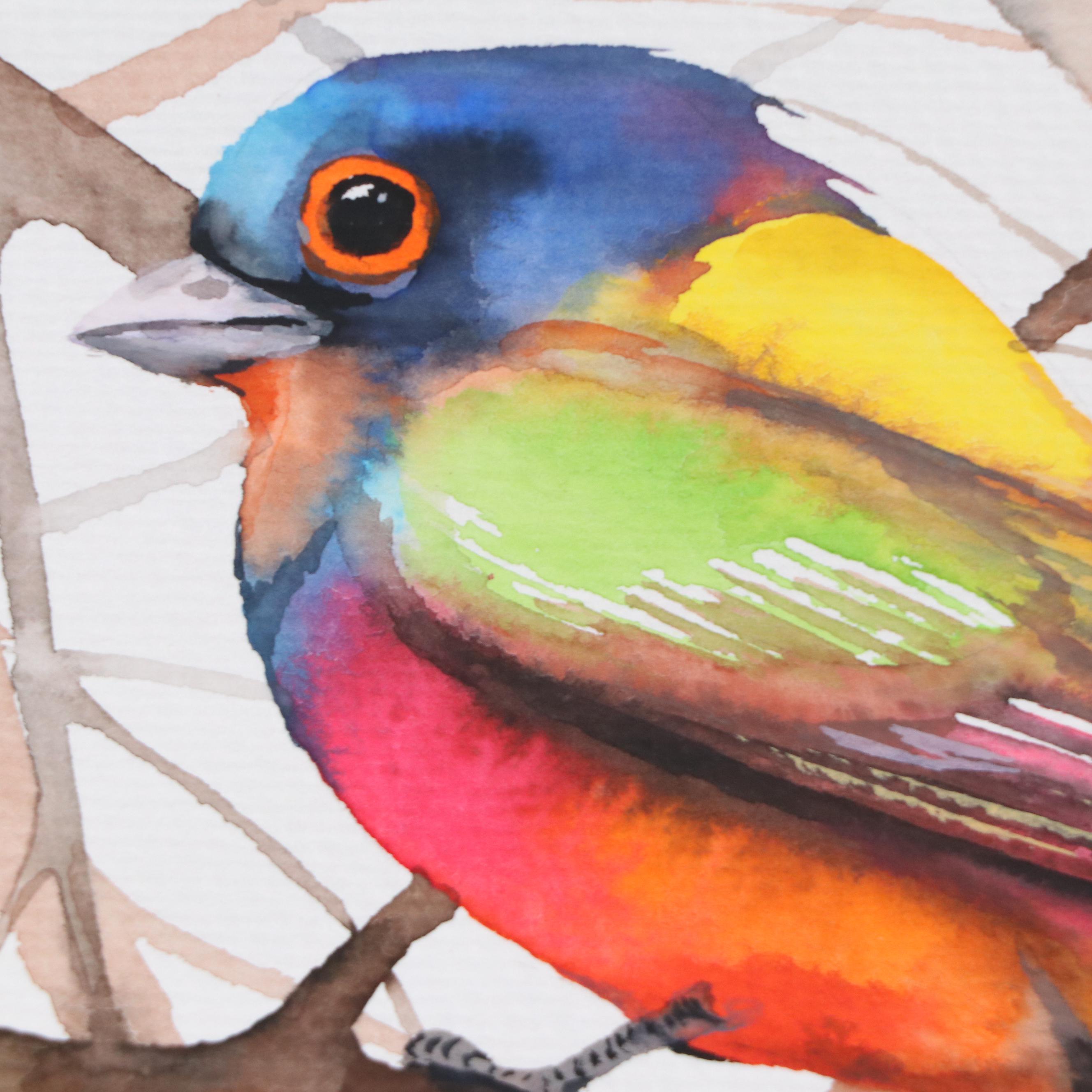 Anne Gorywine Watercolor Painting of Painted Bunting, 2023