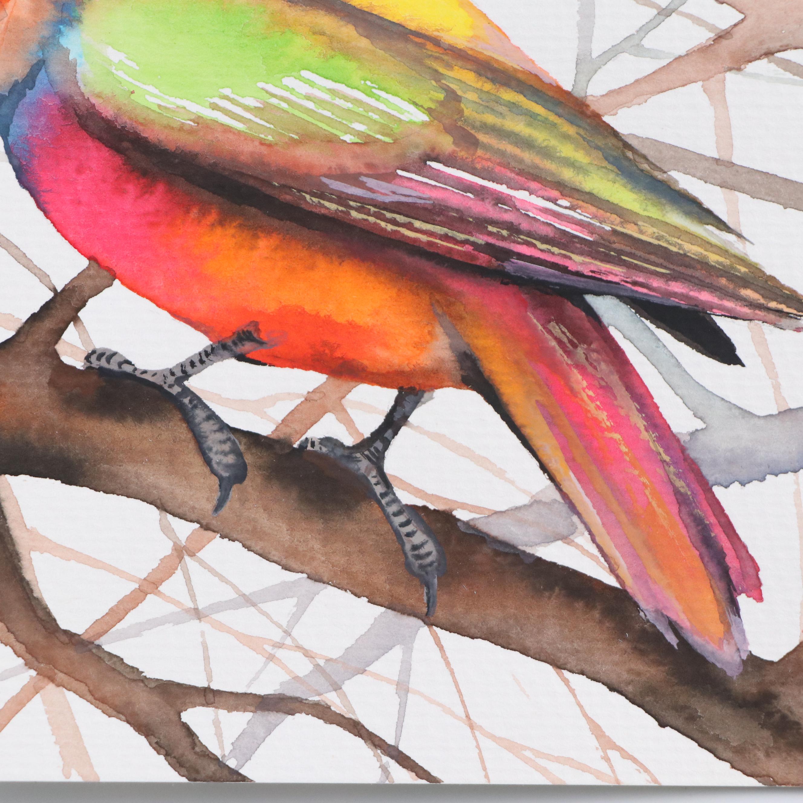 Anne Gorywine Watercolor Painting of Painted Bunting, 2023