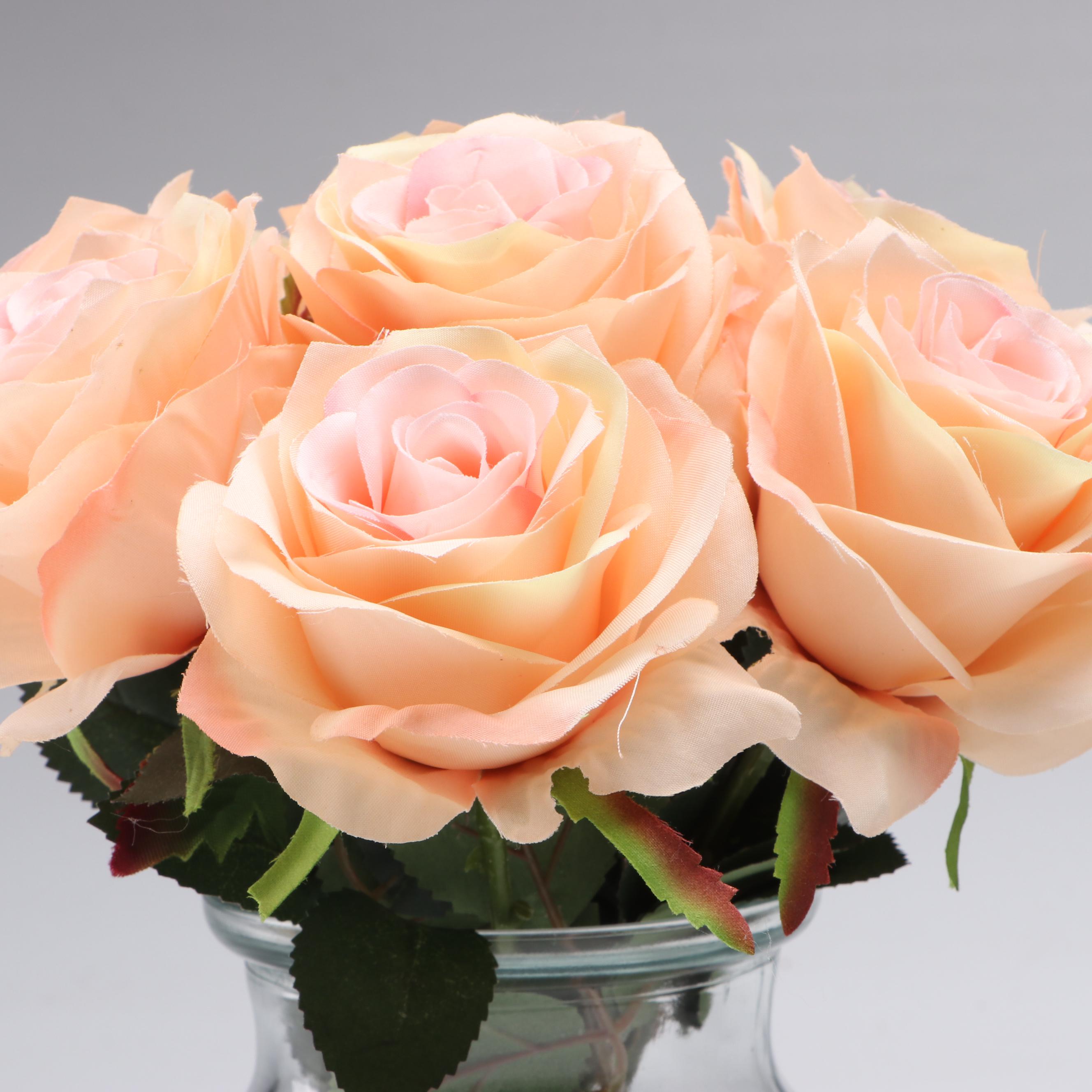 Faux Pink Roses & Peony Bouquet with Yellow and Pink Calla Lilies in Vase