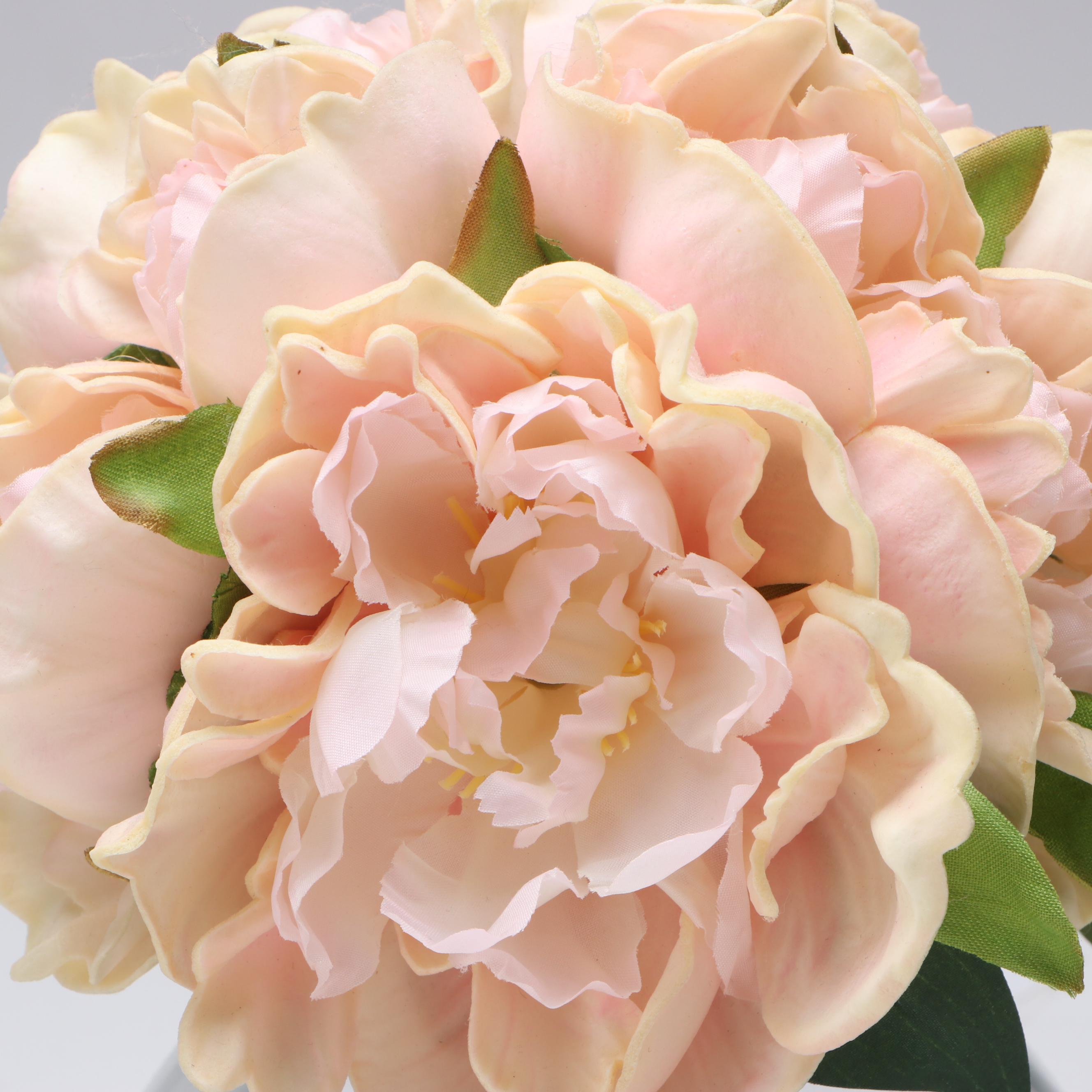 Faux Pink Roses & Peony Bouquet with Yellow and Pink Calla Lilies in Vase