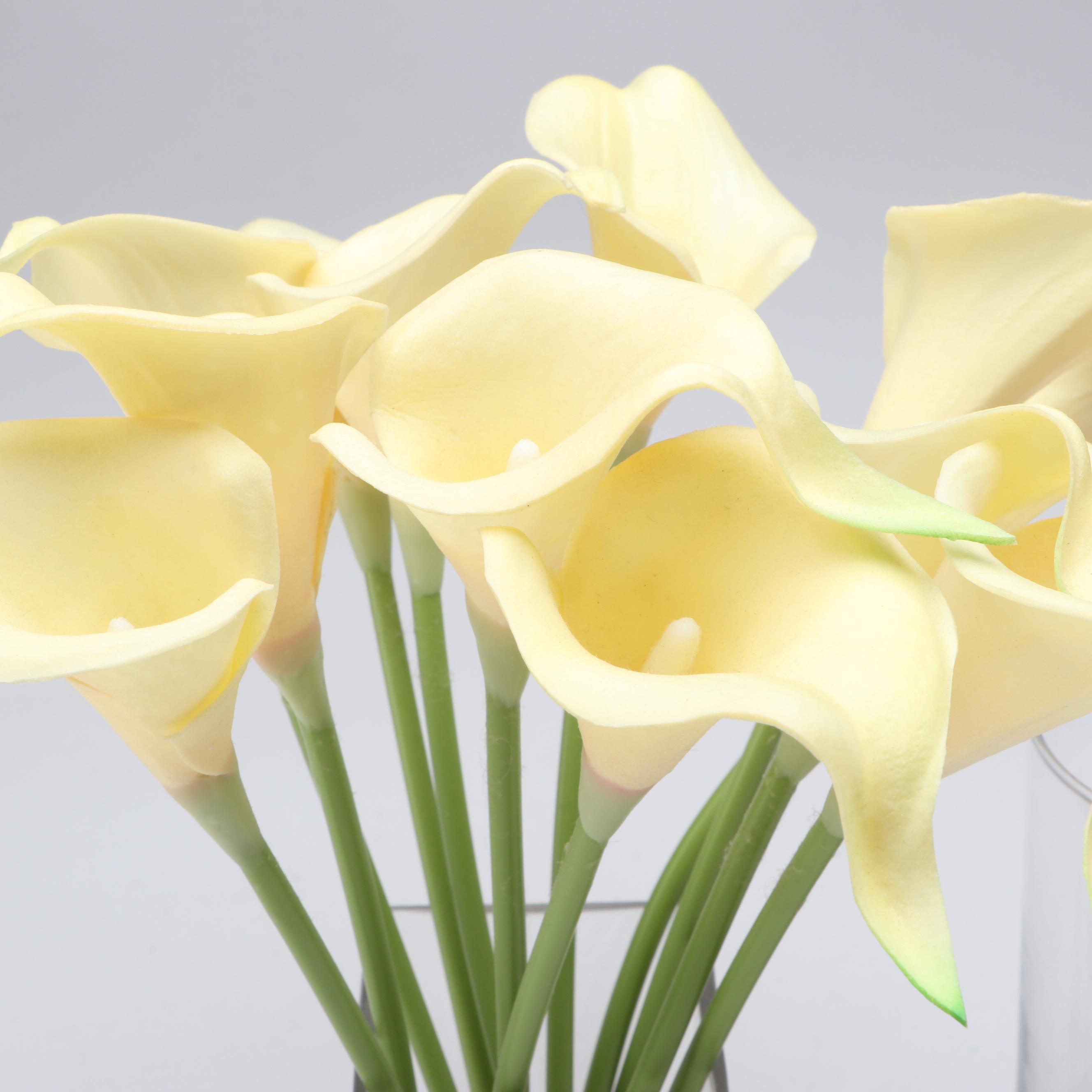 Faux Pink Roses & Peony Bouquet with Yellow and Pink Calla Lilies in Vase