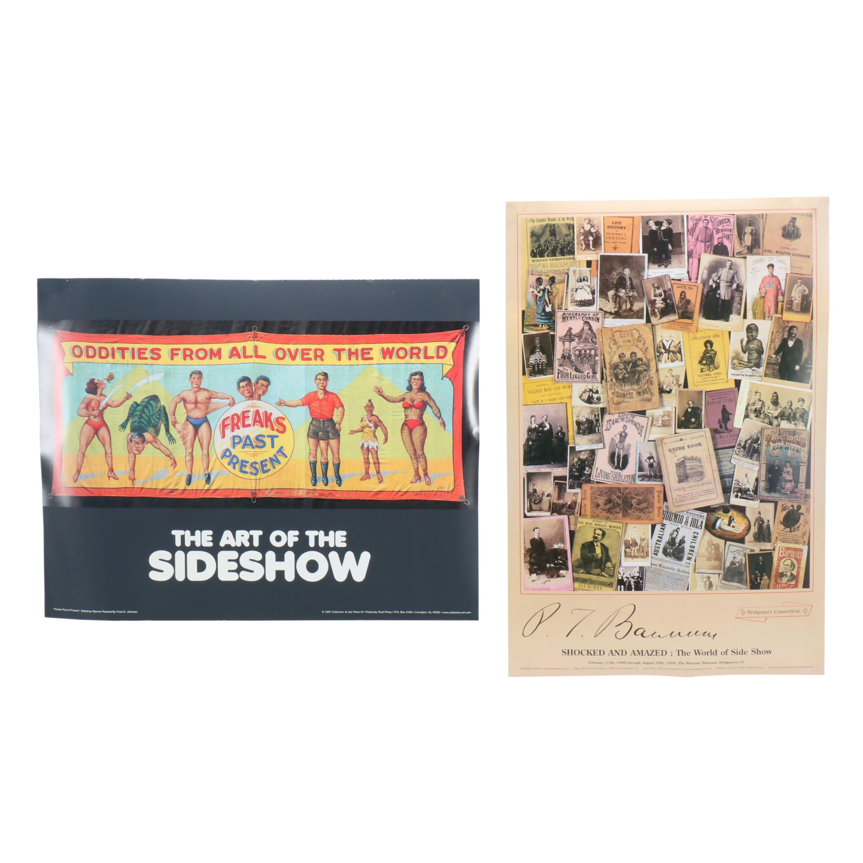 Fred G. Johnson "Freaks Past & Present" and P.T. Barnum Museum Sideshow Posters