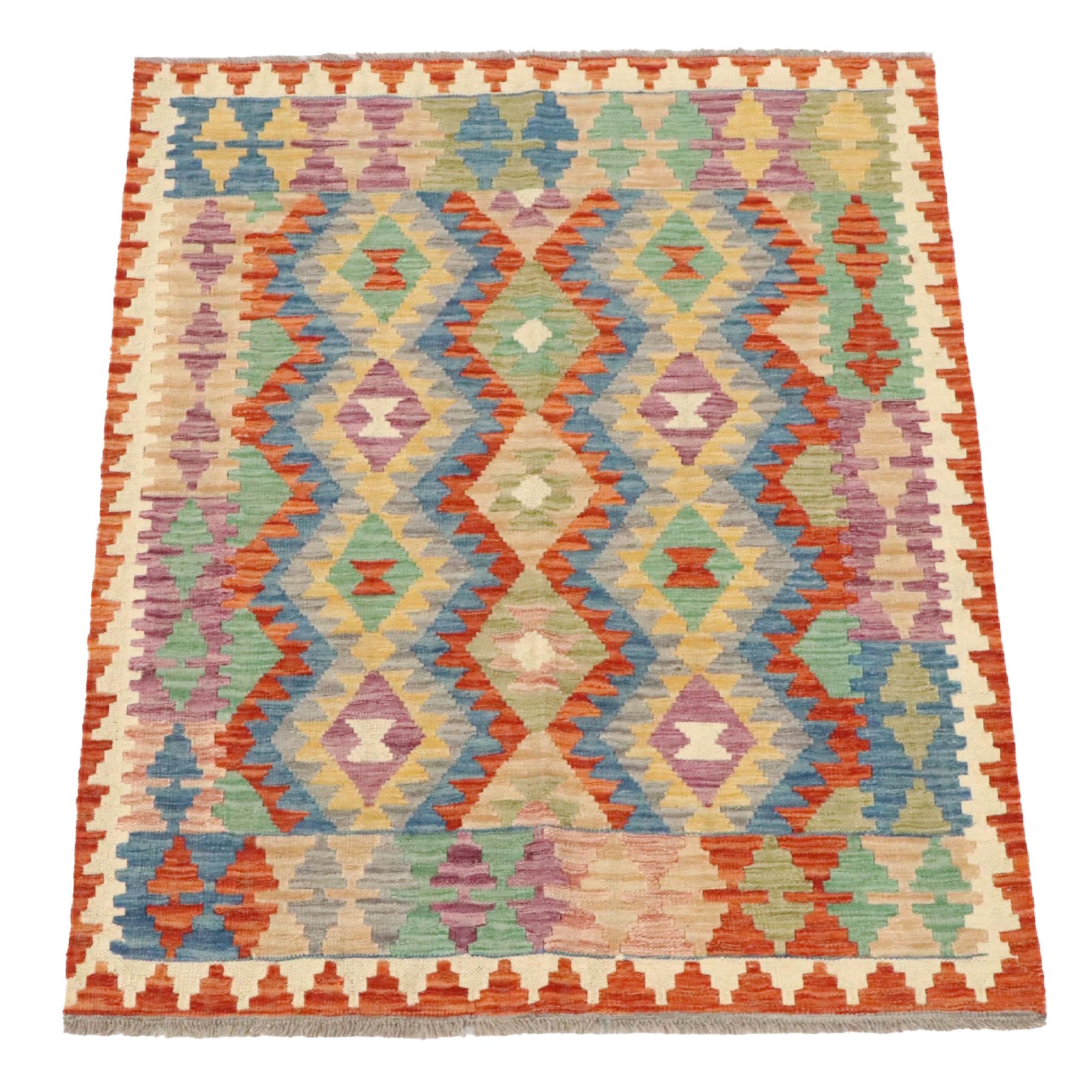 4'2 x 5'9 Handwoven Pakistani Kilim Area Rug