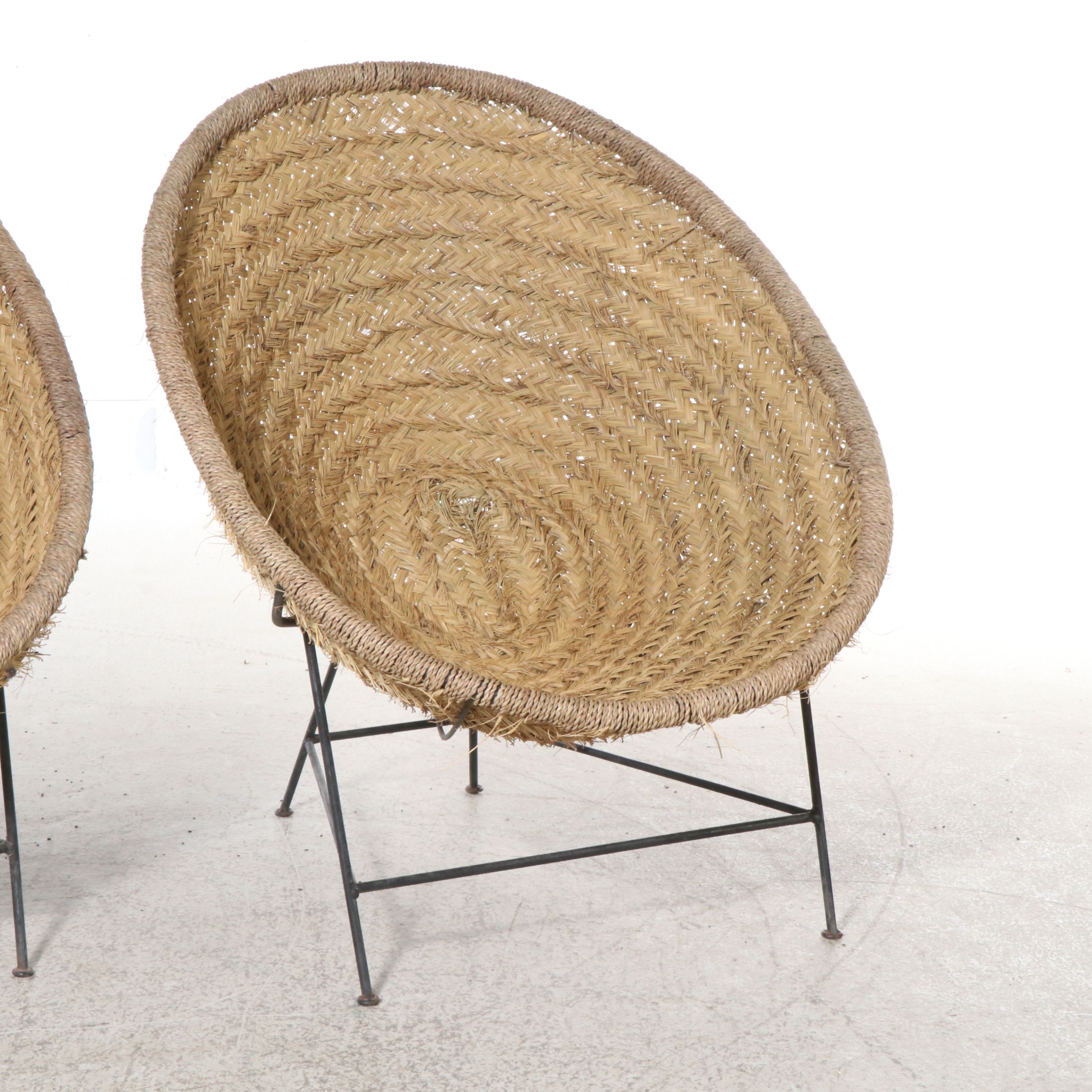 Pair of Woven Lounge Chairs
