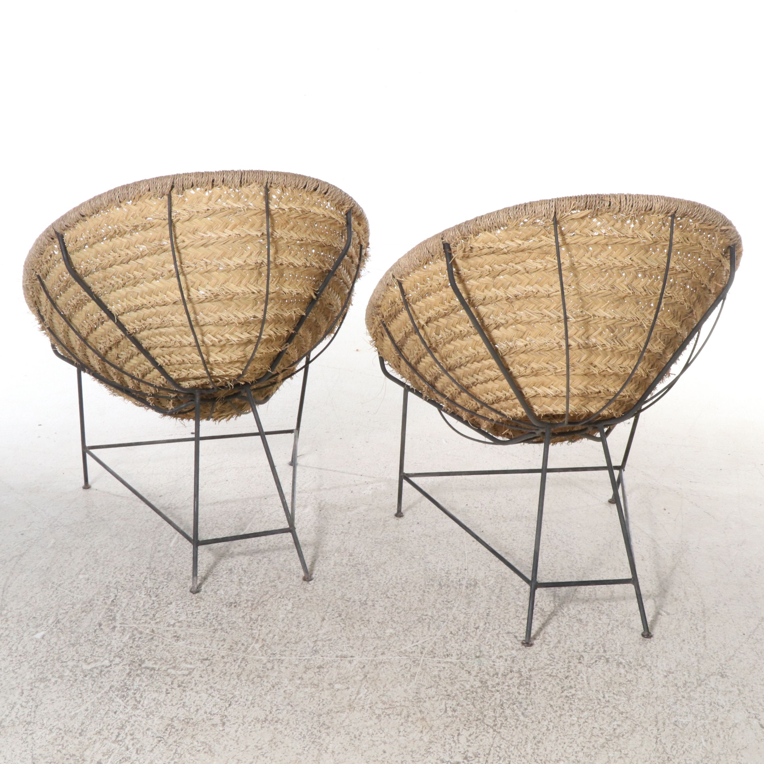 Pair of Woven Lounge Chairs