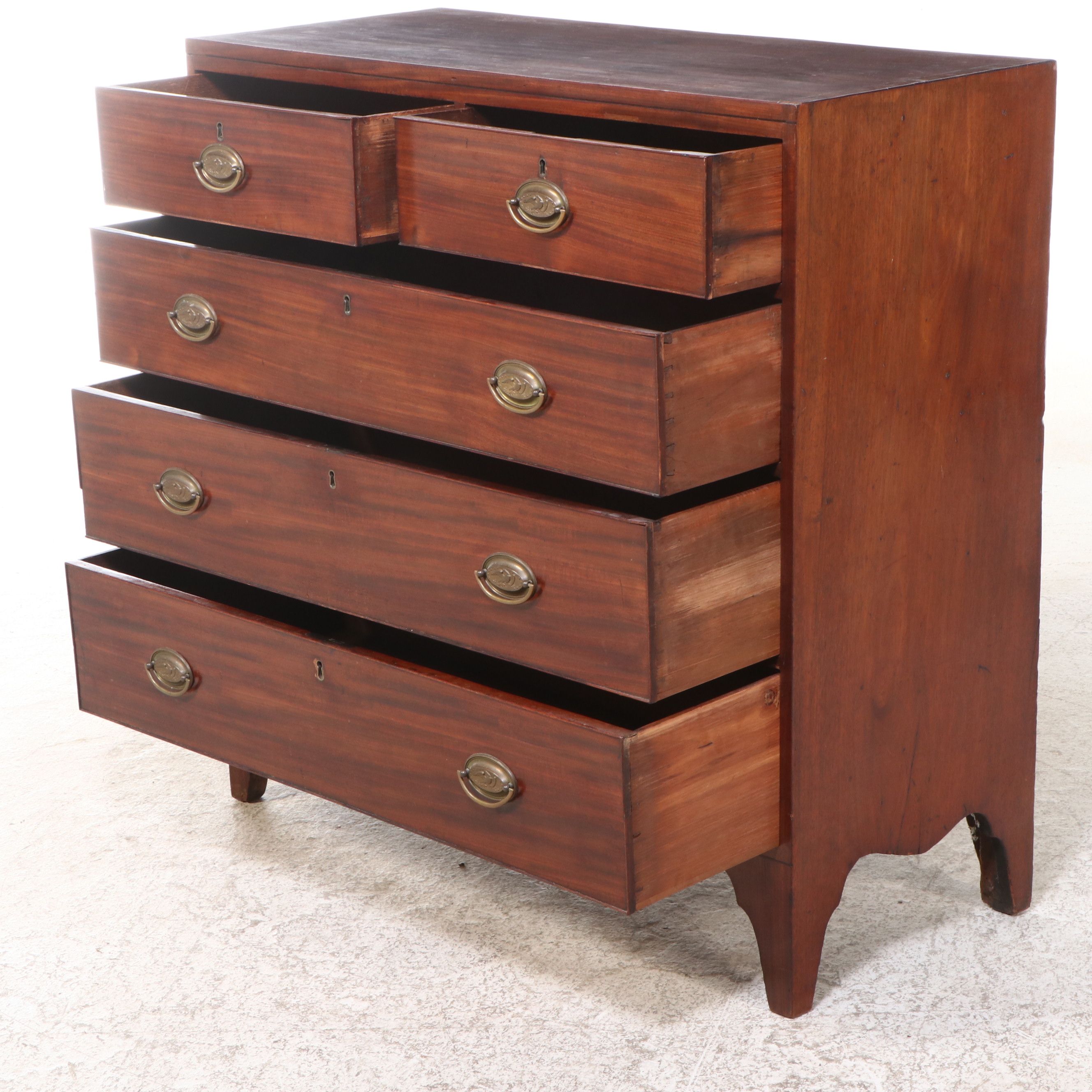 Federal Style Banded Mahogany Five-Drawer Chest, 20th Century