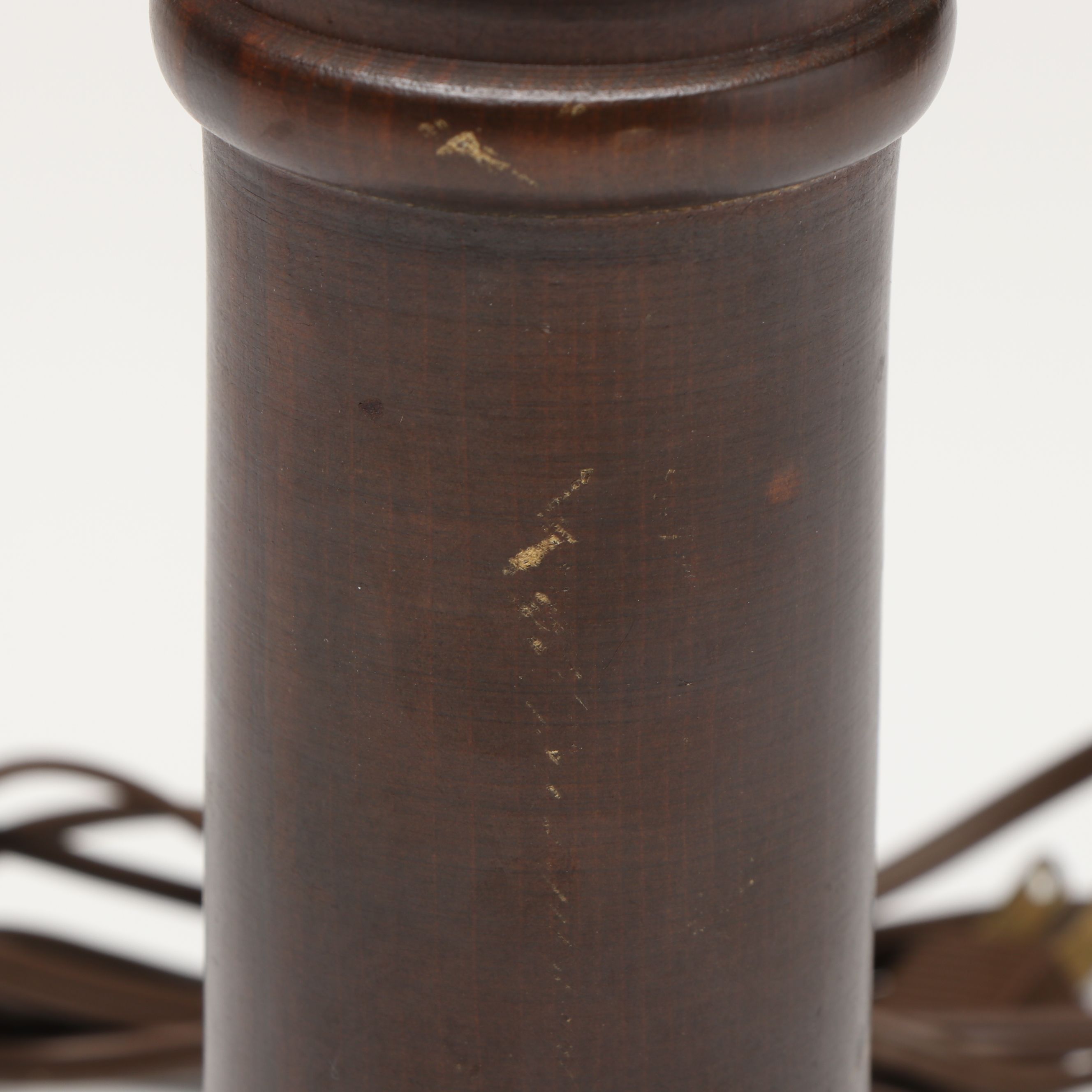 Victorian Style Wood Table Lamp with Satin Glass Shade