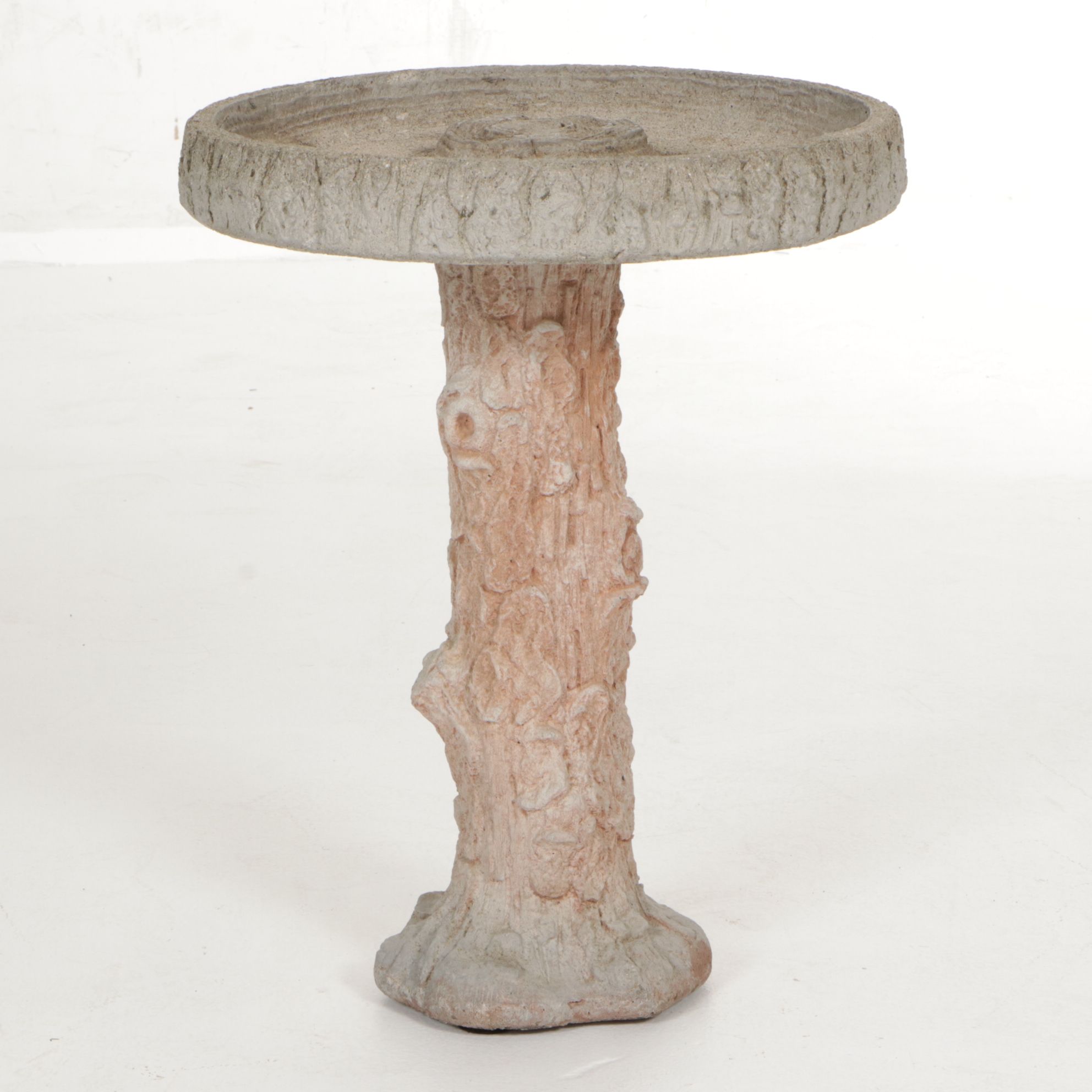 Cast Concrete Tree-Form Birdbath