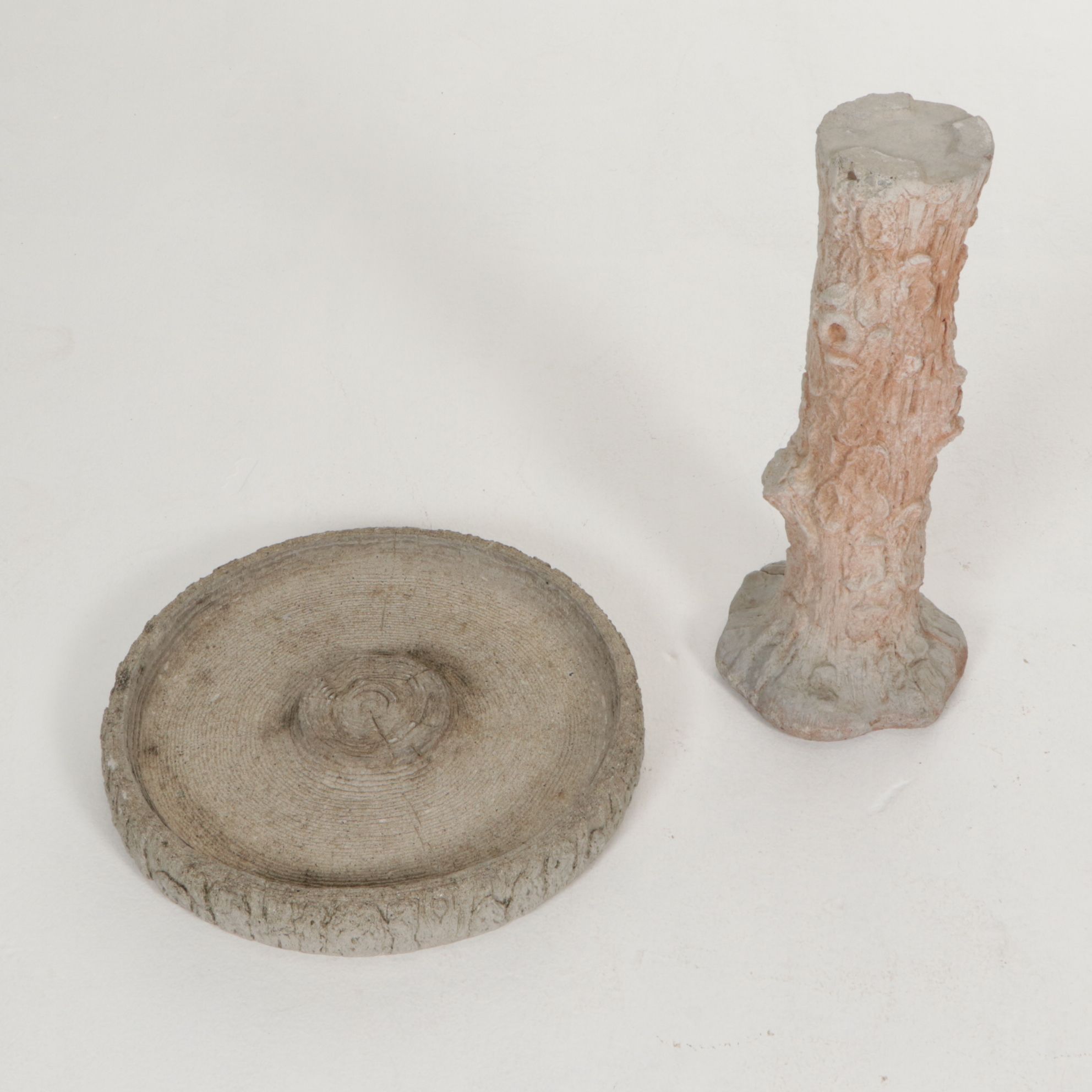 Cast Concrete Tree-Form Birdbath