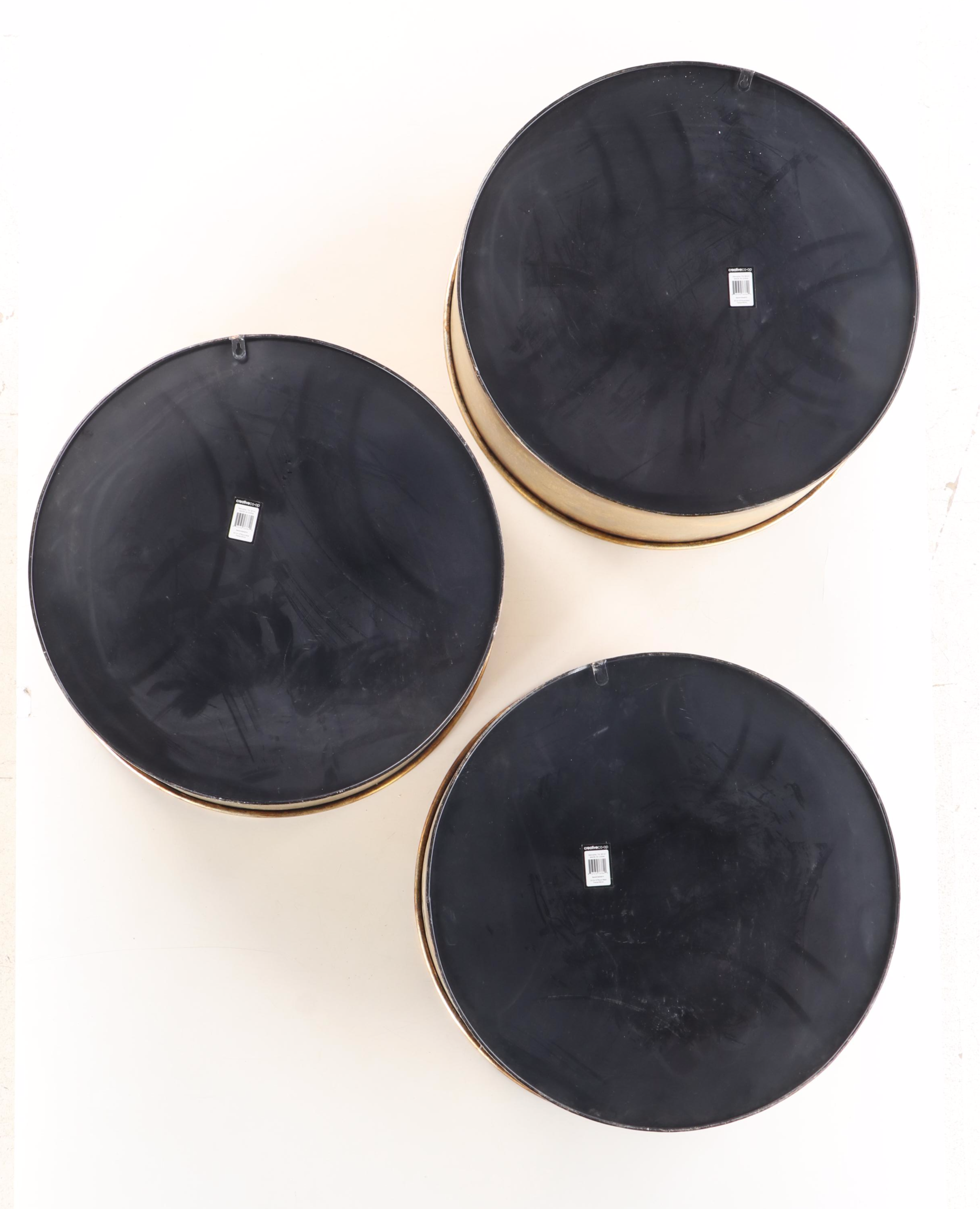 Three Creative Co-Op Round Metal Framed Wall Mirrors