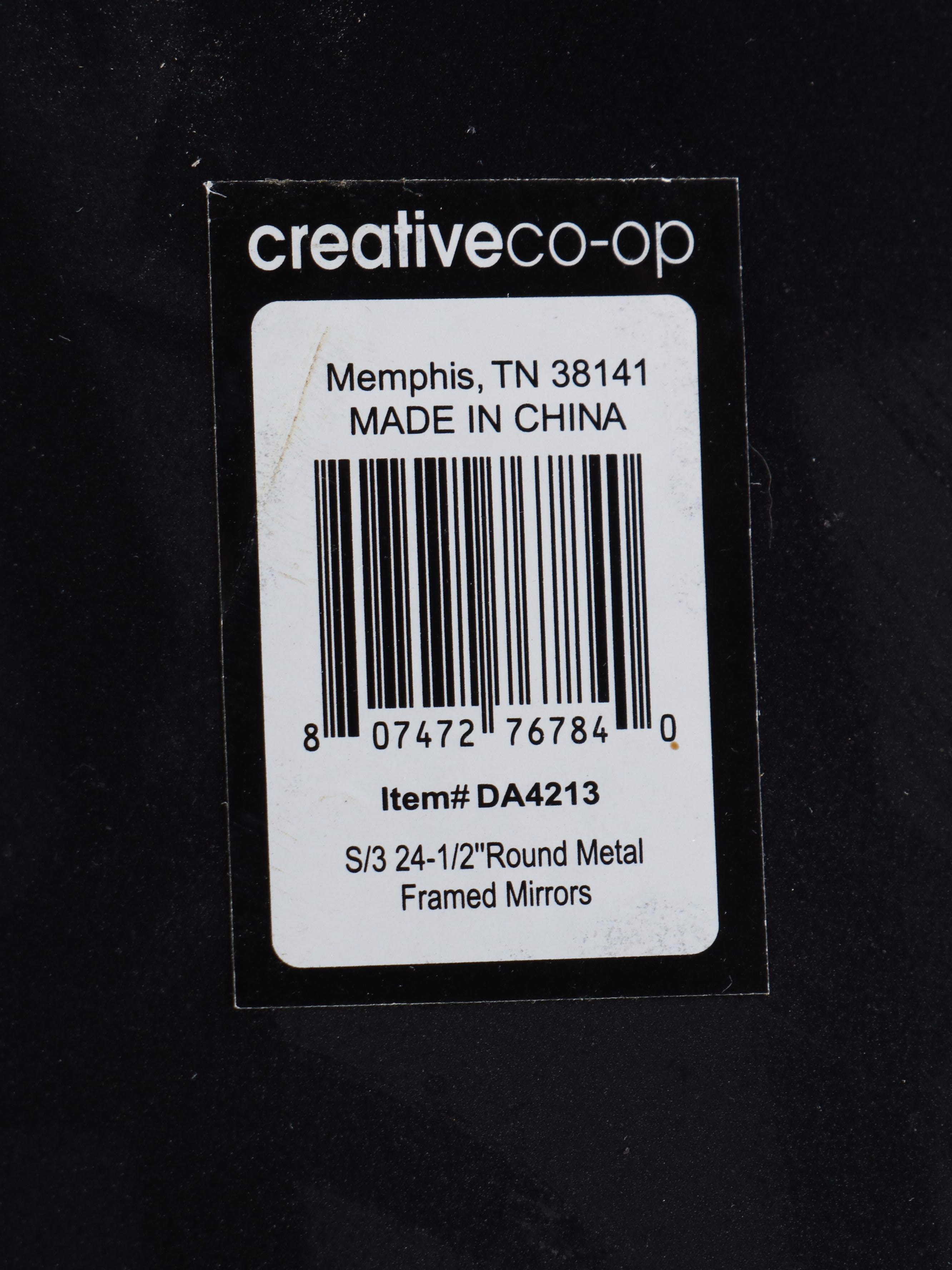 Three Creative Co-Op Round Metal Framed Wall Mirrors