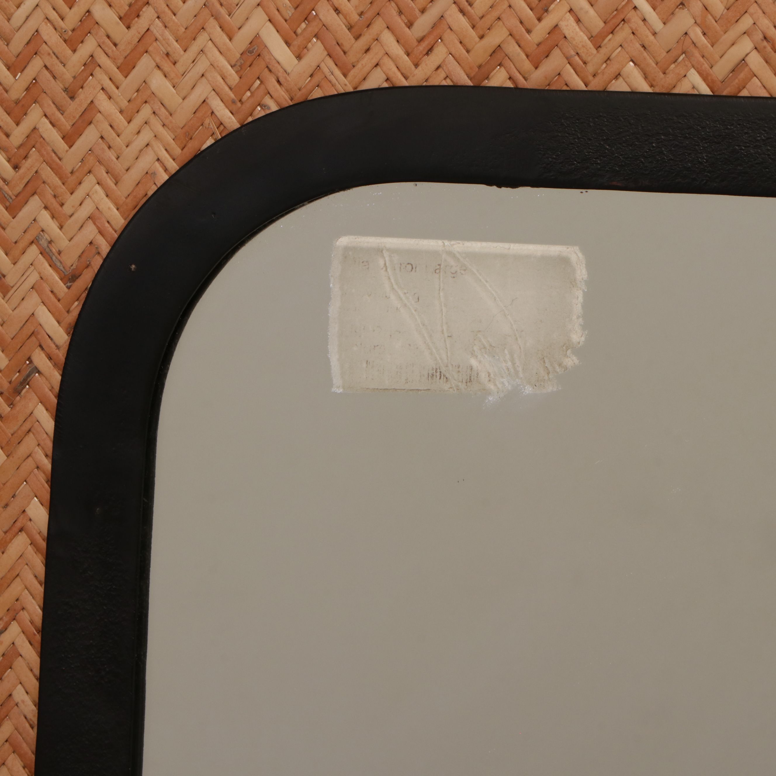 Contemporary Herringbone Canework Framed Wall Mirror