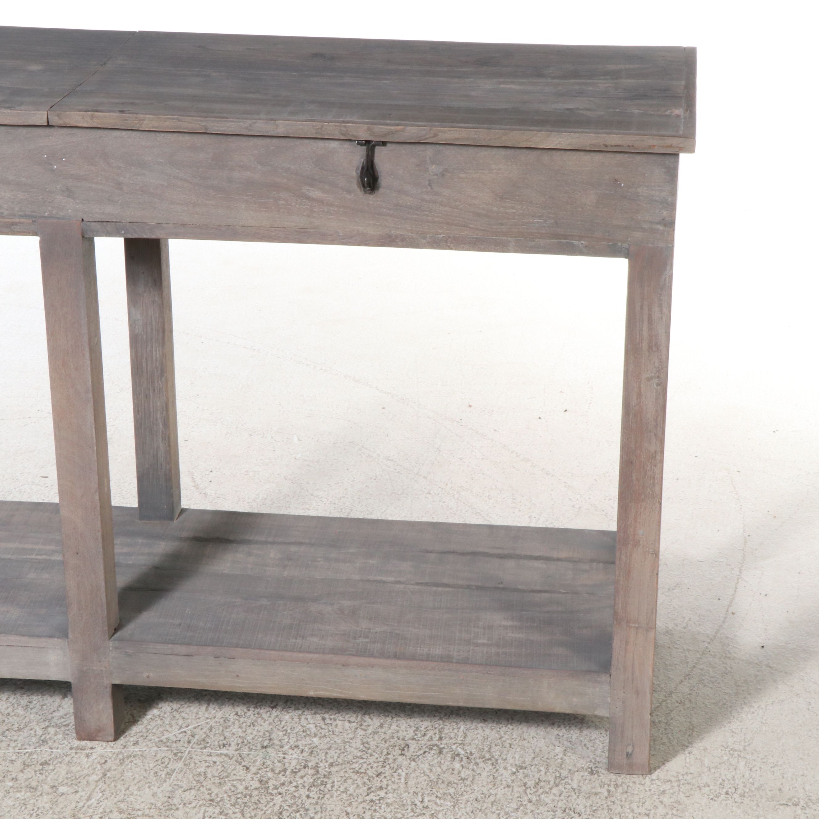 Modern Farmhouse Style Grey-Washed Wood Console Table