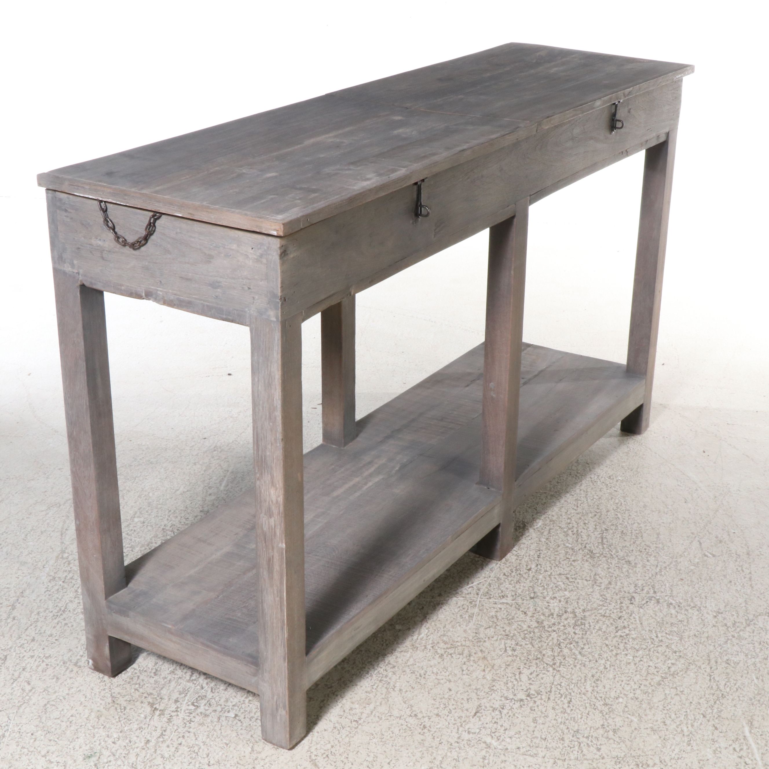 Modern Farmhouse Style Grey-Washed Wood Console Table