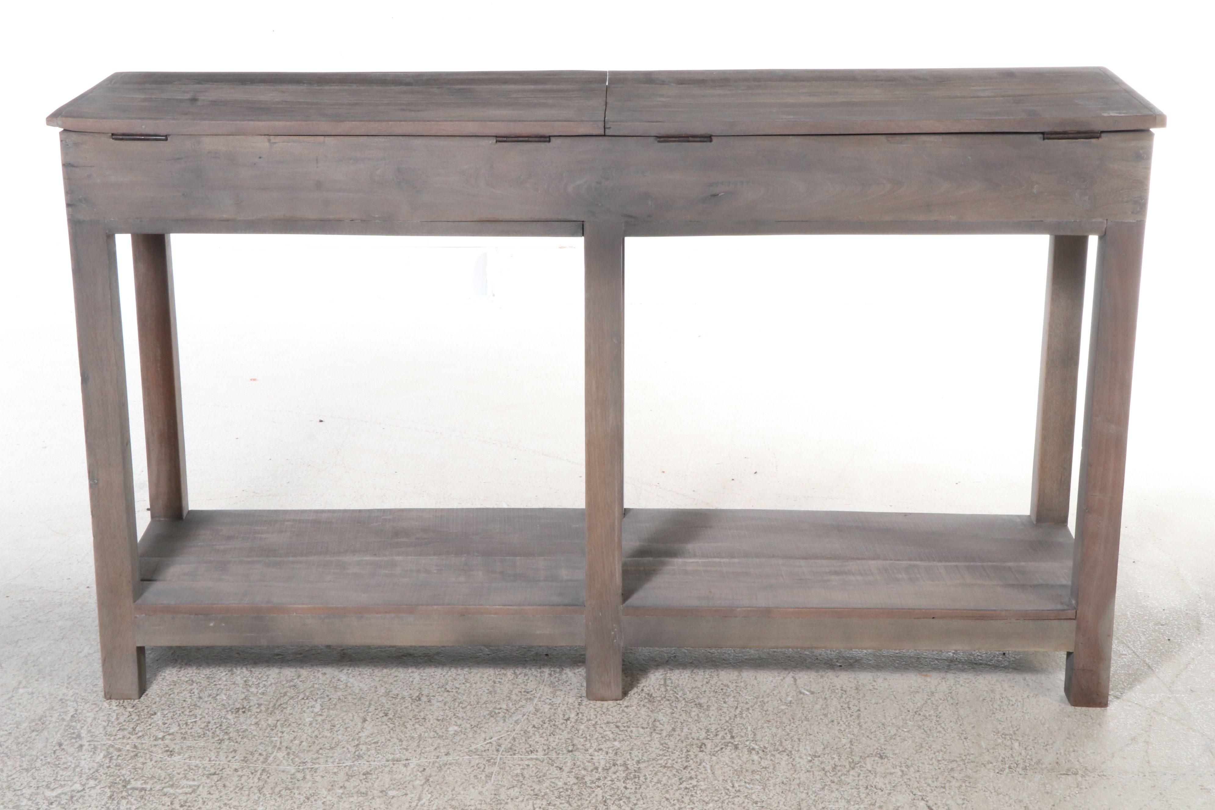 Modern Farmhouse Style Grey-Washed Wood Console Table
