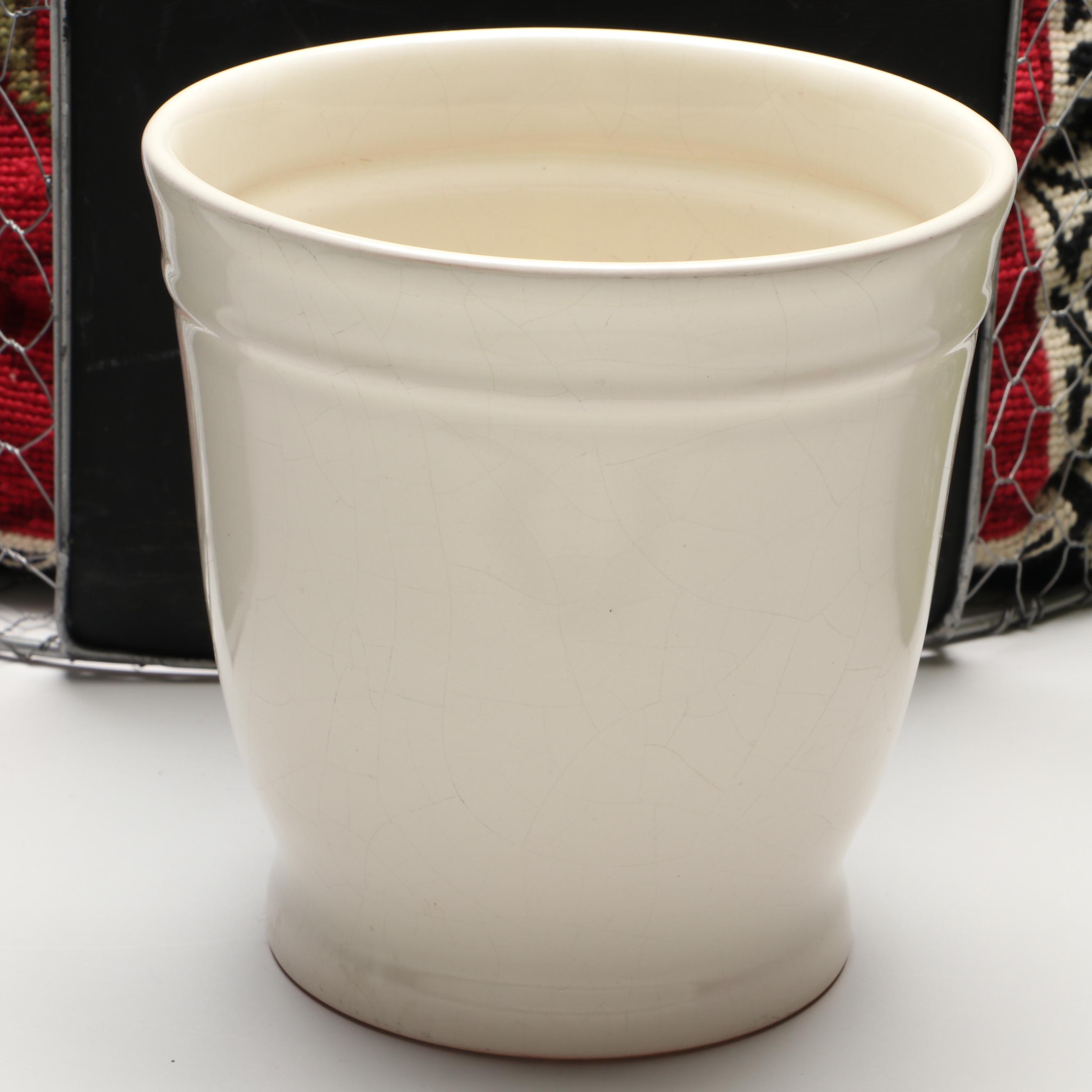 Pair of Needlepoint Rooster Throw Pillows, Wine Bags, and Contemporary Décor