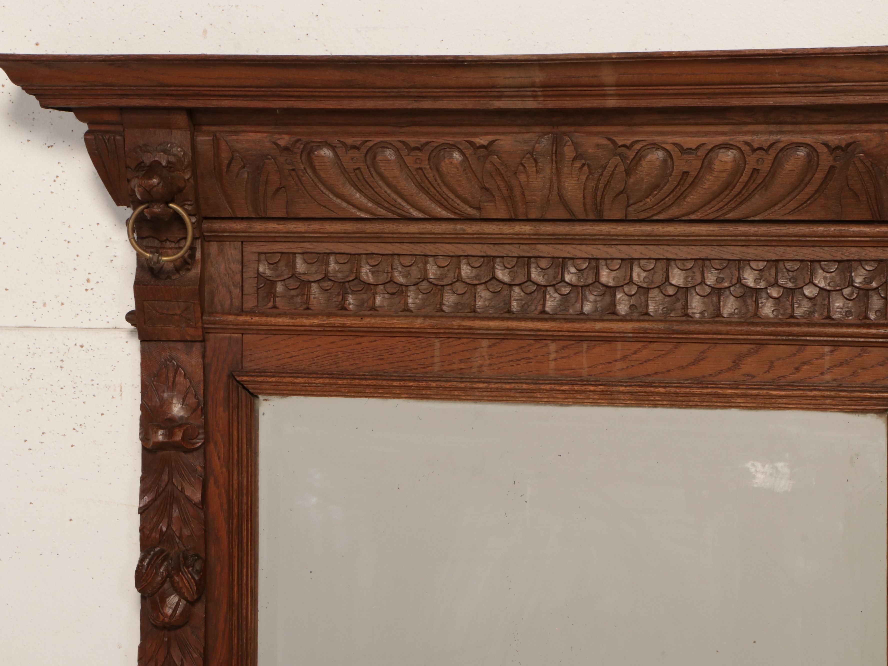 Ornate Hand-Carved Wood Full-Length Wall Mirror