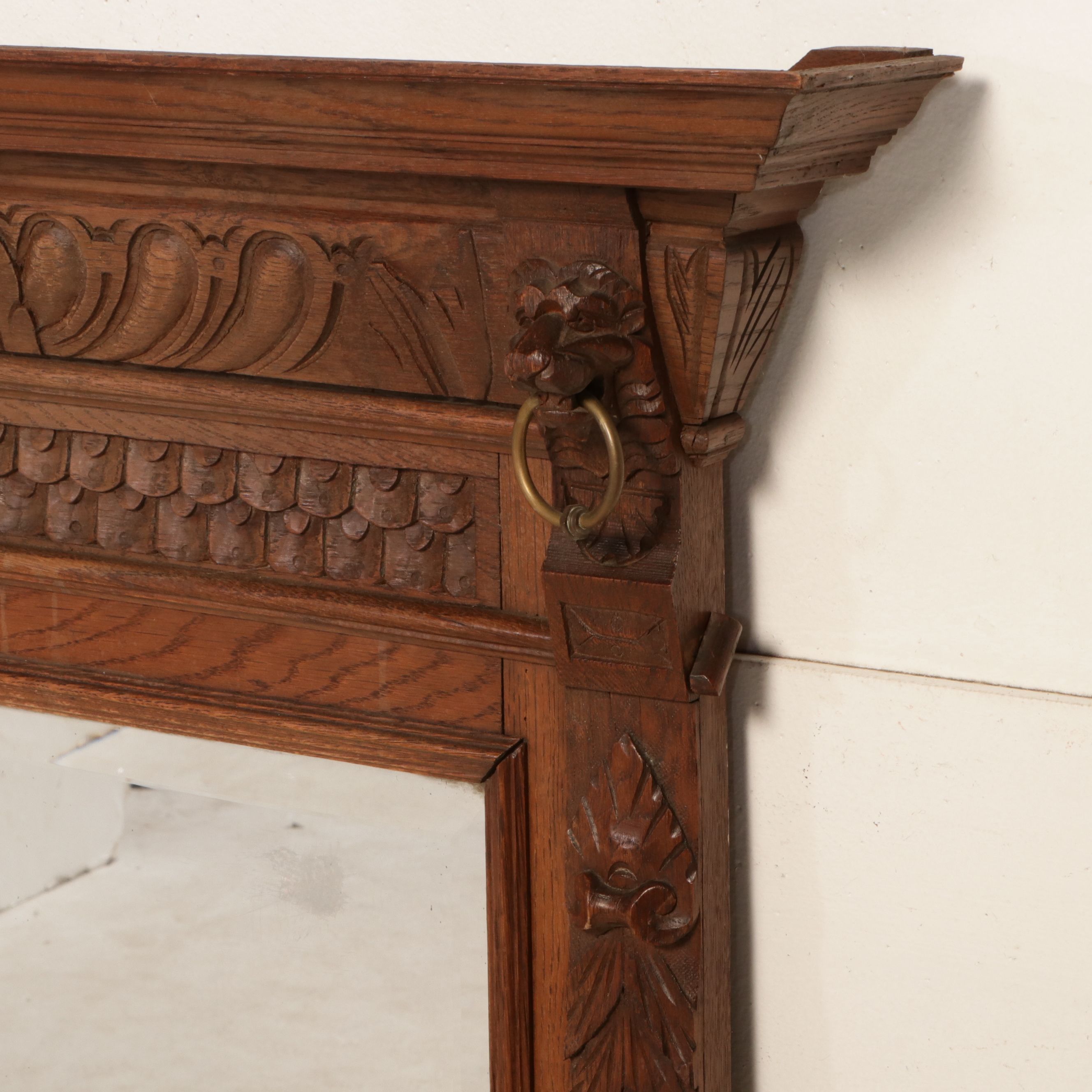 Ornate Hand-Carved Wood Full-Length Wall Mirror