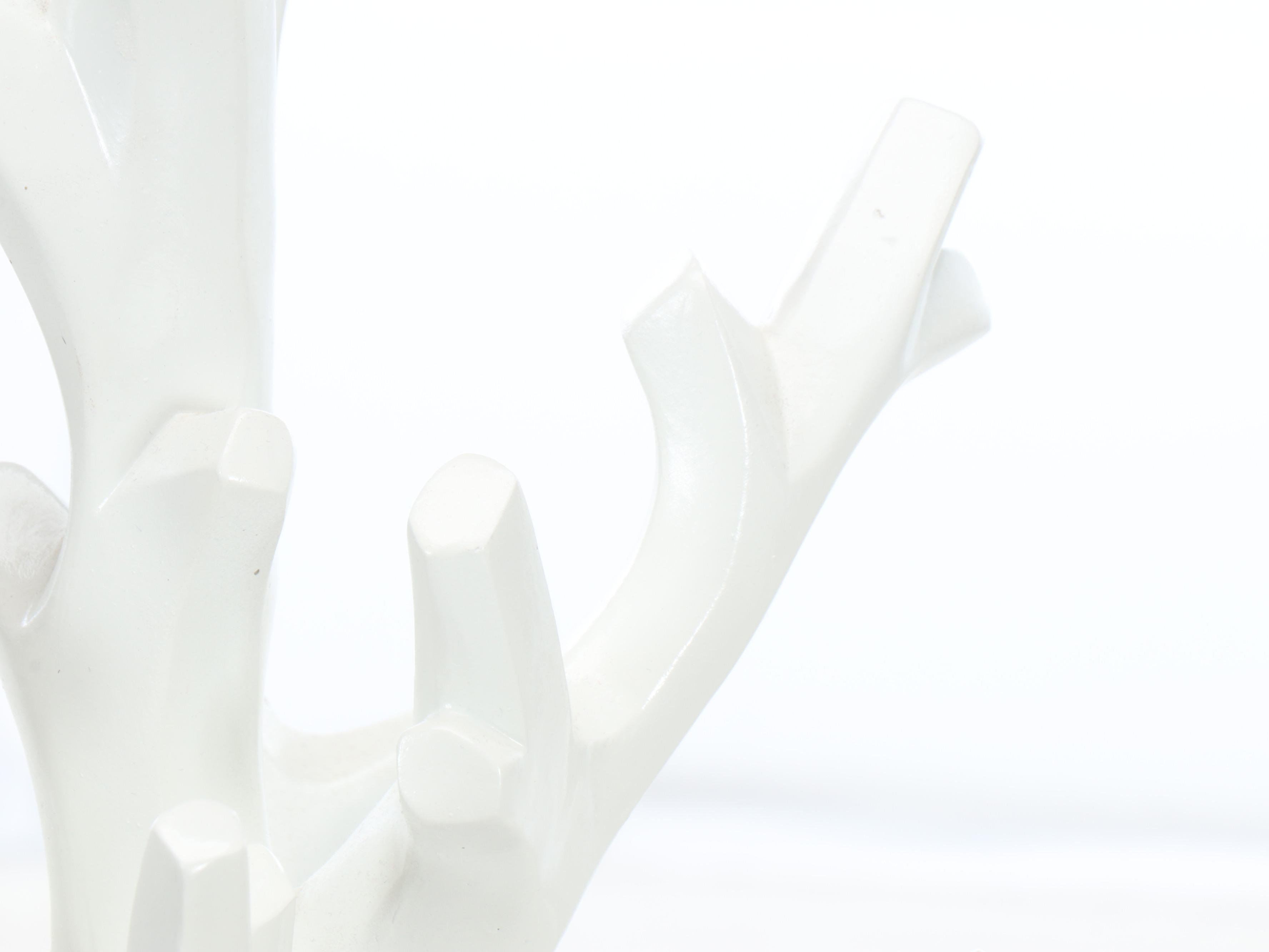 Pair of White Faux Coral Table Lamps with Shades, 2010