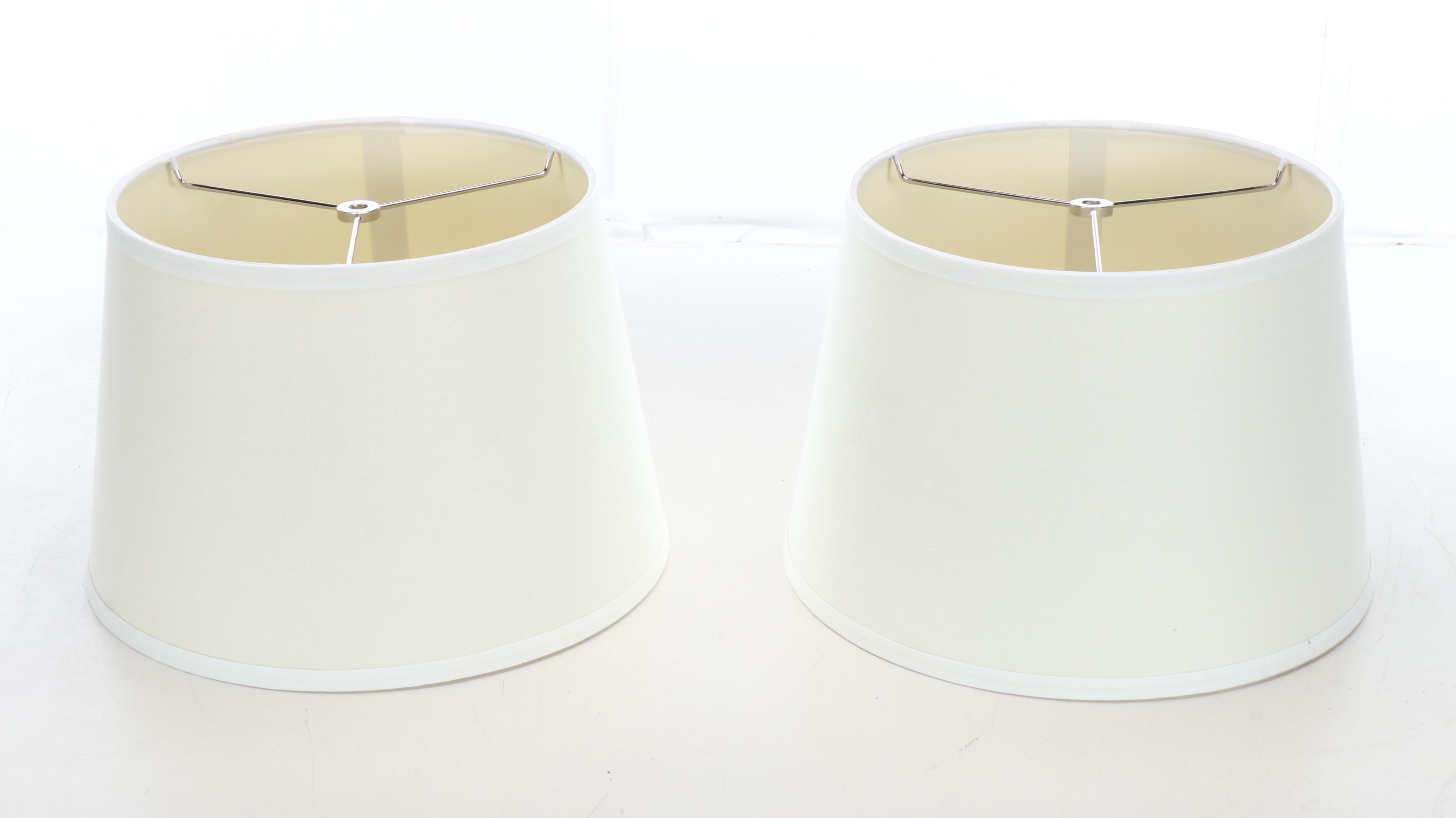 Pair of White Faux Coral Table Lamps with Shades, 2010