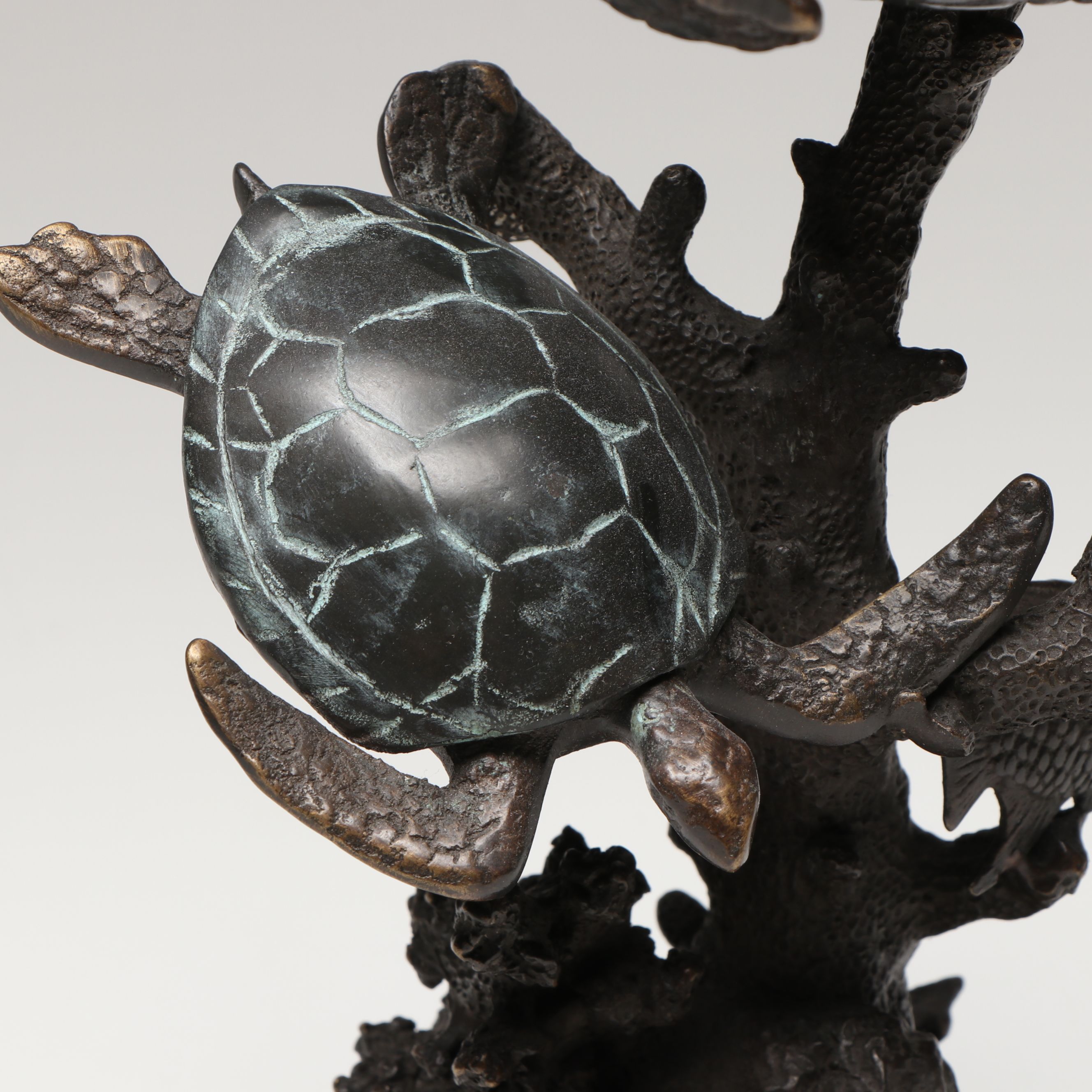 SPI Gallery "Sea Turtle Duet" Cast Brass Statue on Marble Base