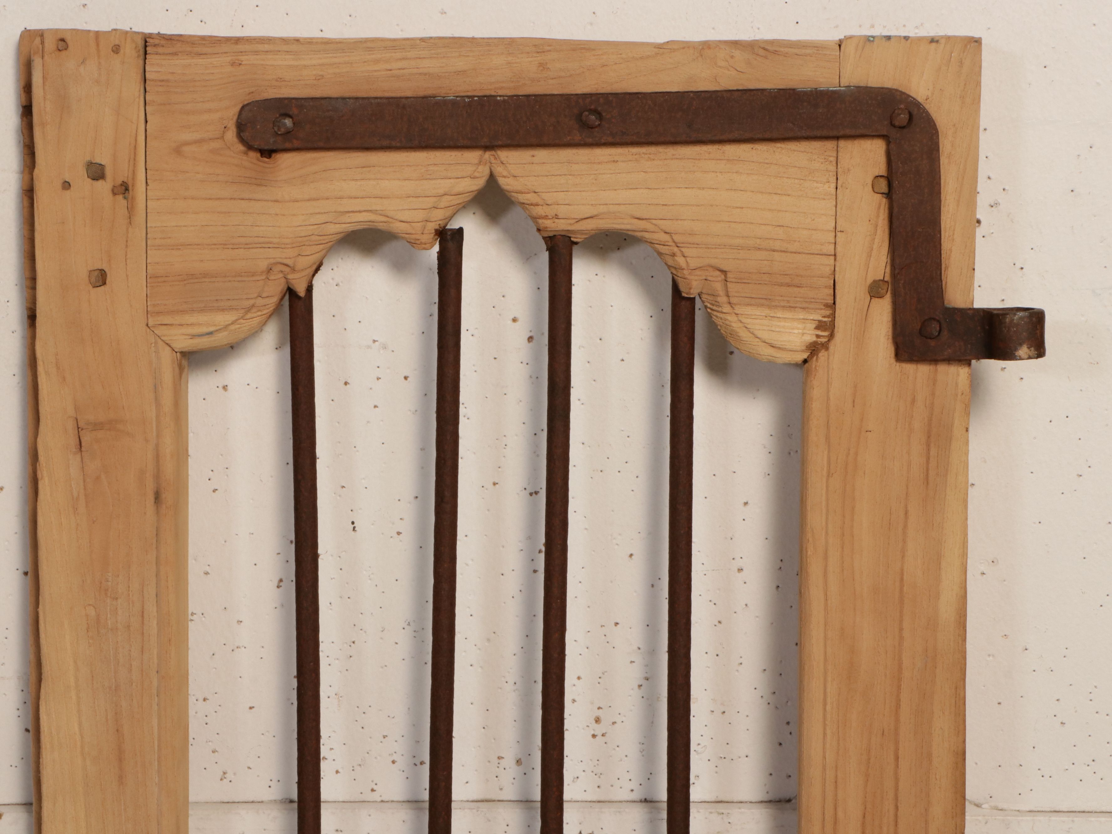 Pair of Indian Carved Wood and Iron Jali Doors