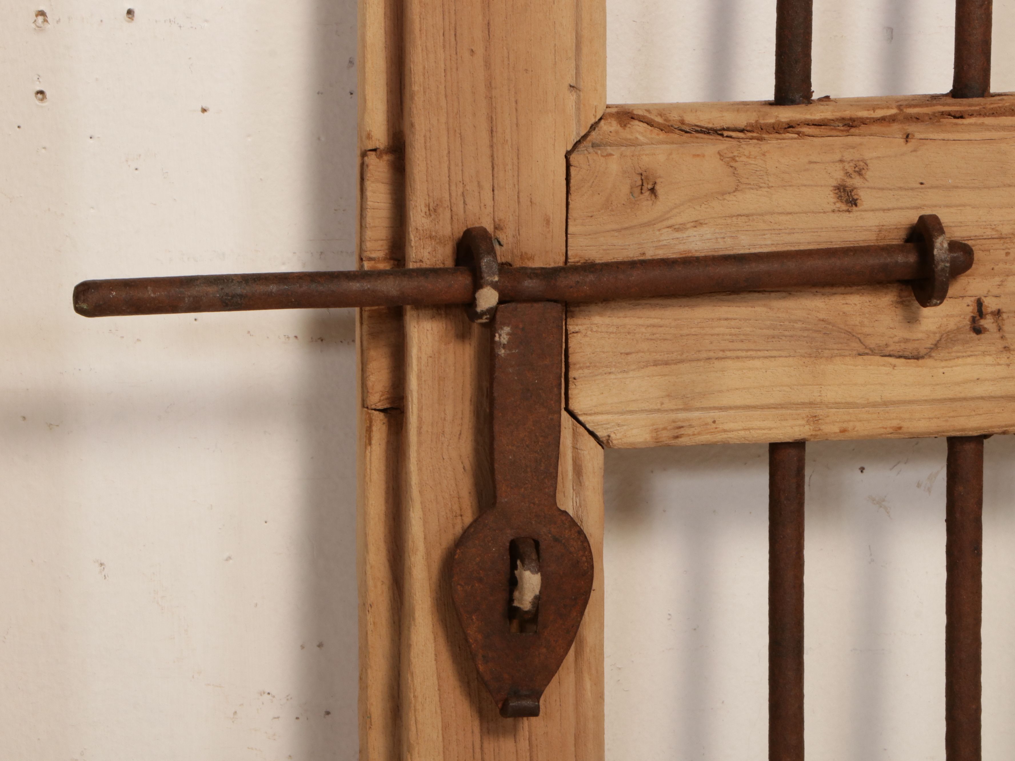 Pair of Indian Carved Wood and Iron Jali Doors