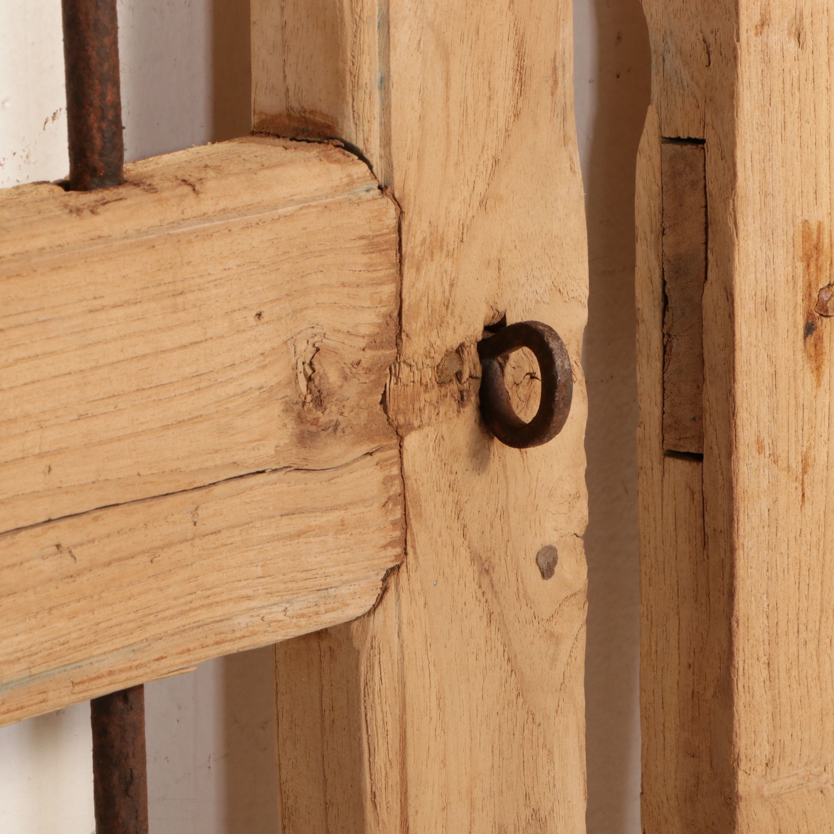 Pair of Indian Carved Wood and Iron Jali Doors