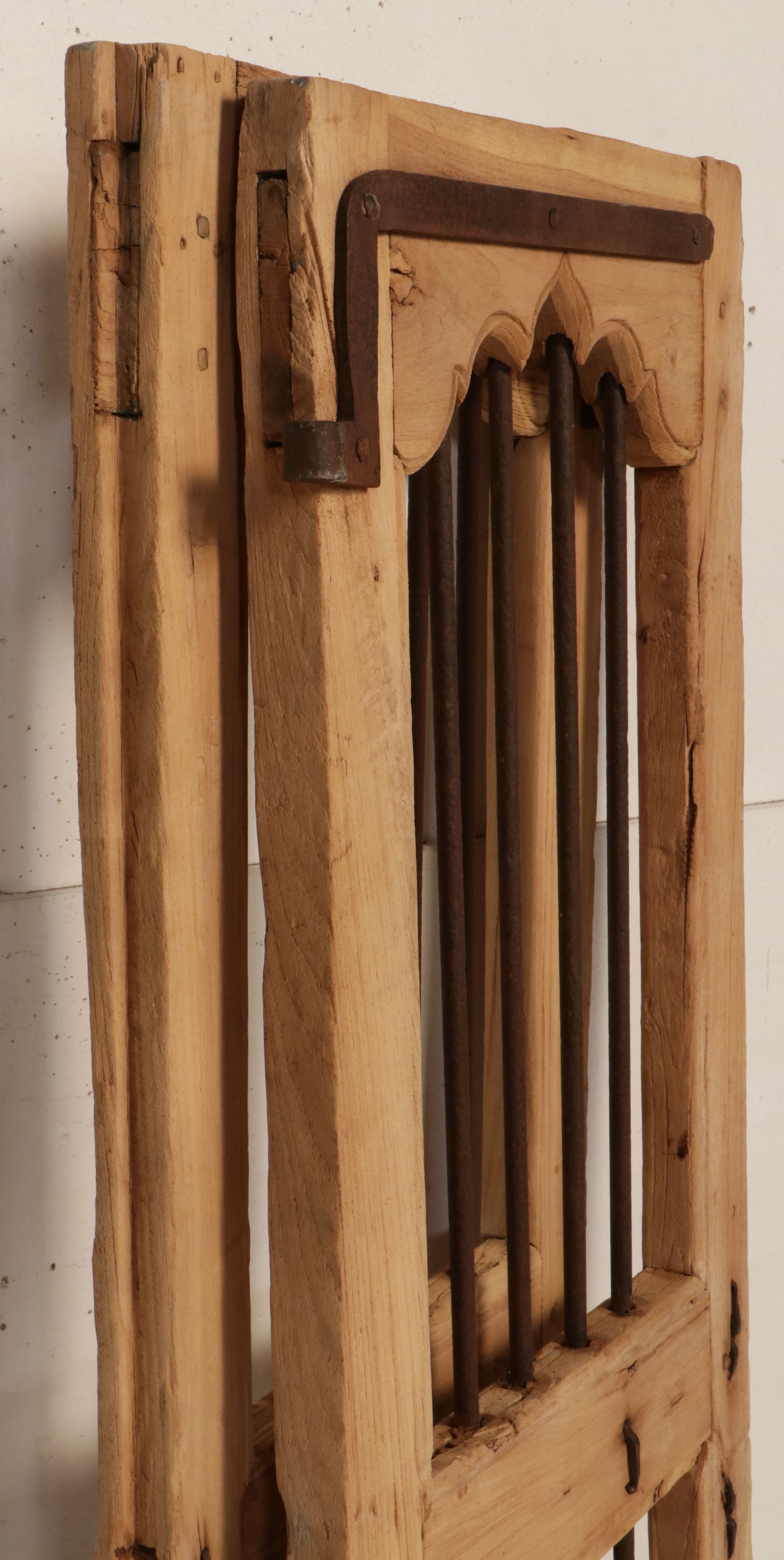 Pair of Indian Carved Wood and Iron Jali Doors