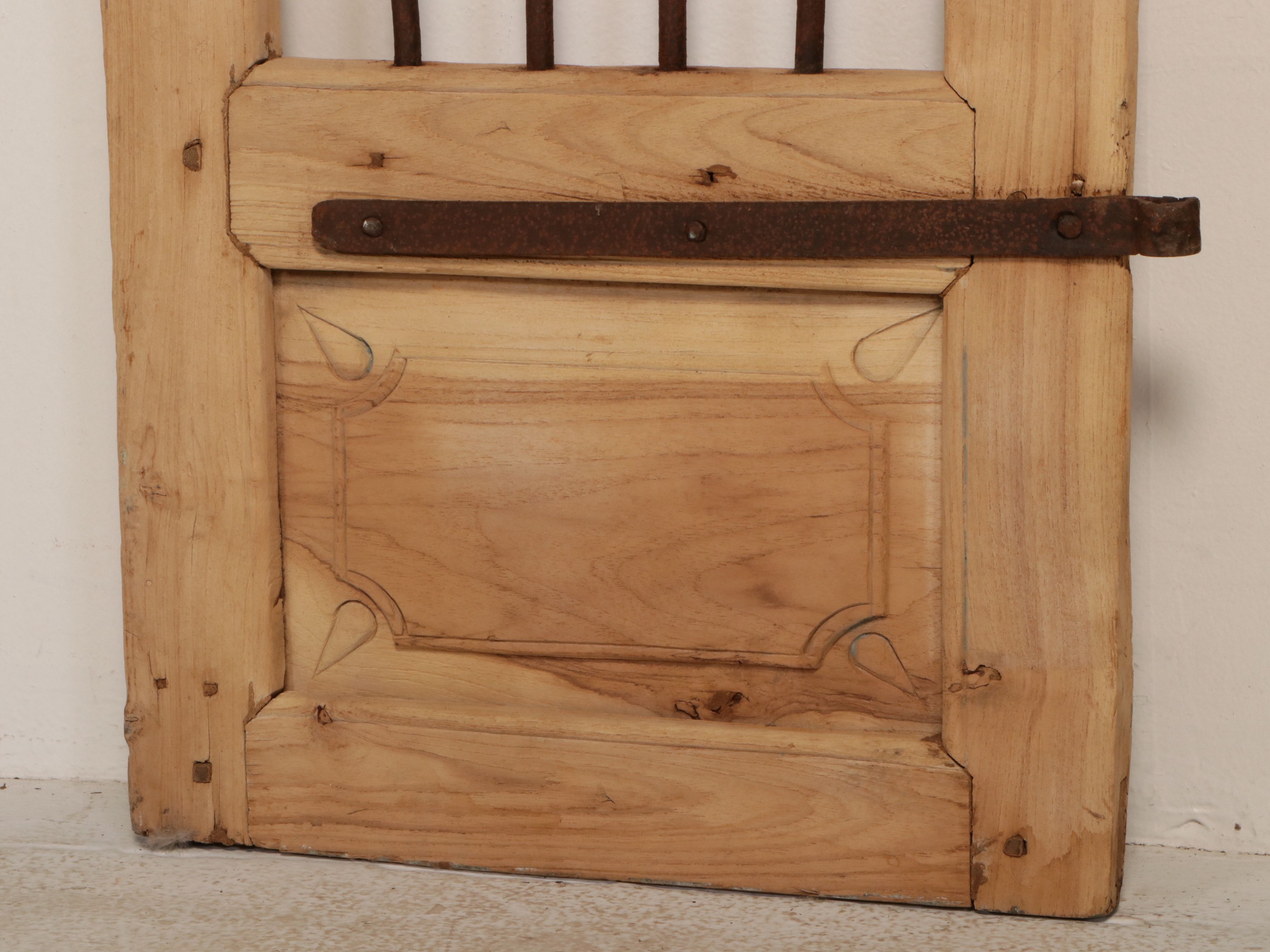 Pair of Indian Carved Wood and Iron Jali Doors