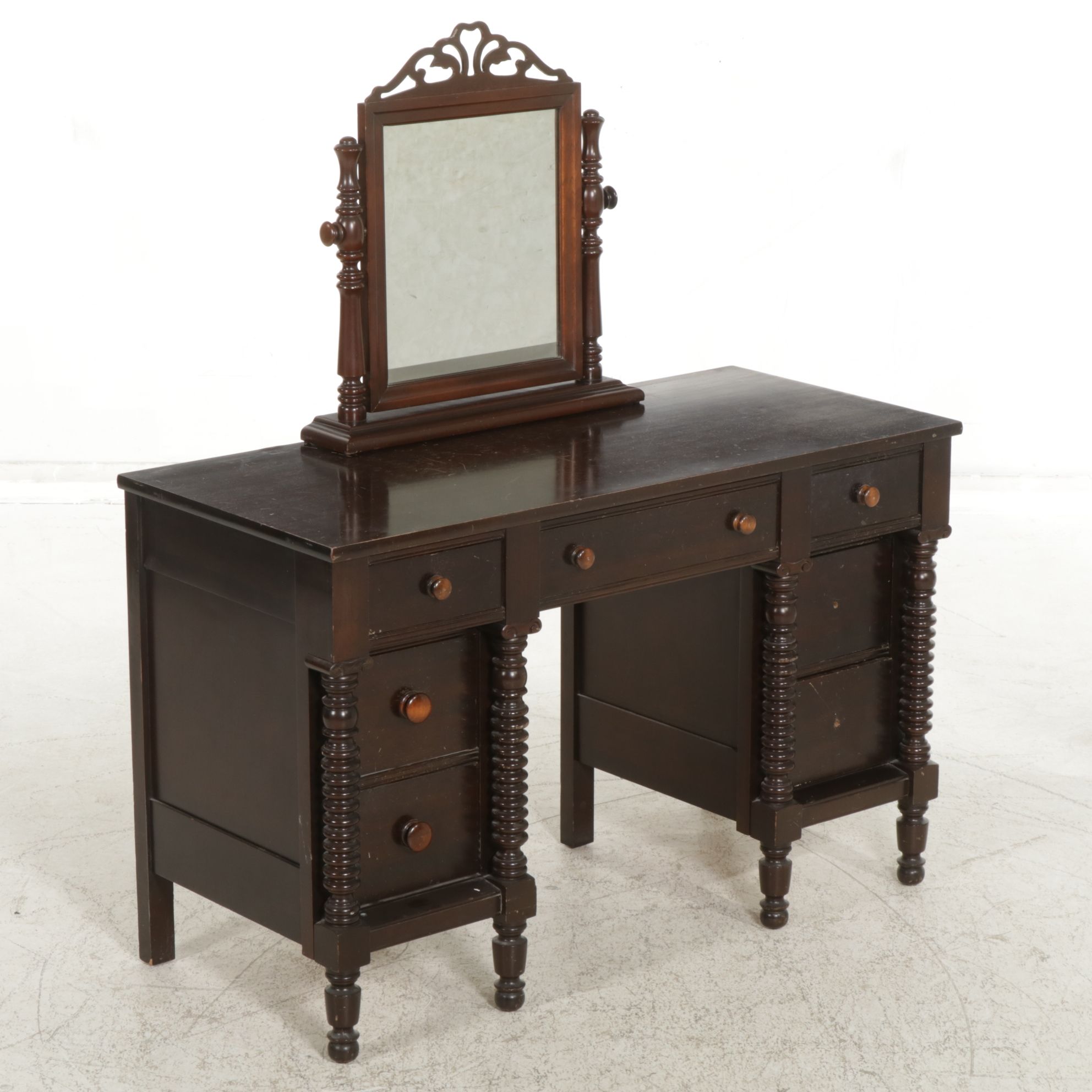 Jenny Lind Style Mahogany Vanity Desk, Late 19th Century