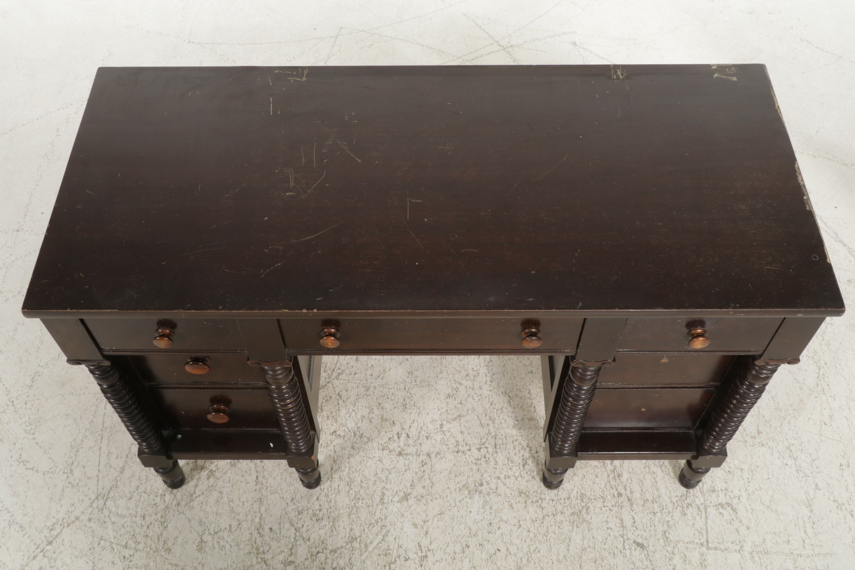 Jenny Lind Style Mahogany Vanity Desk, Late 19th Century