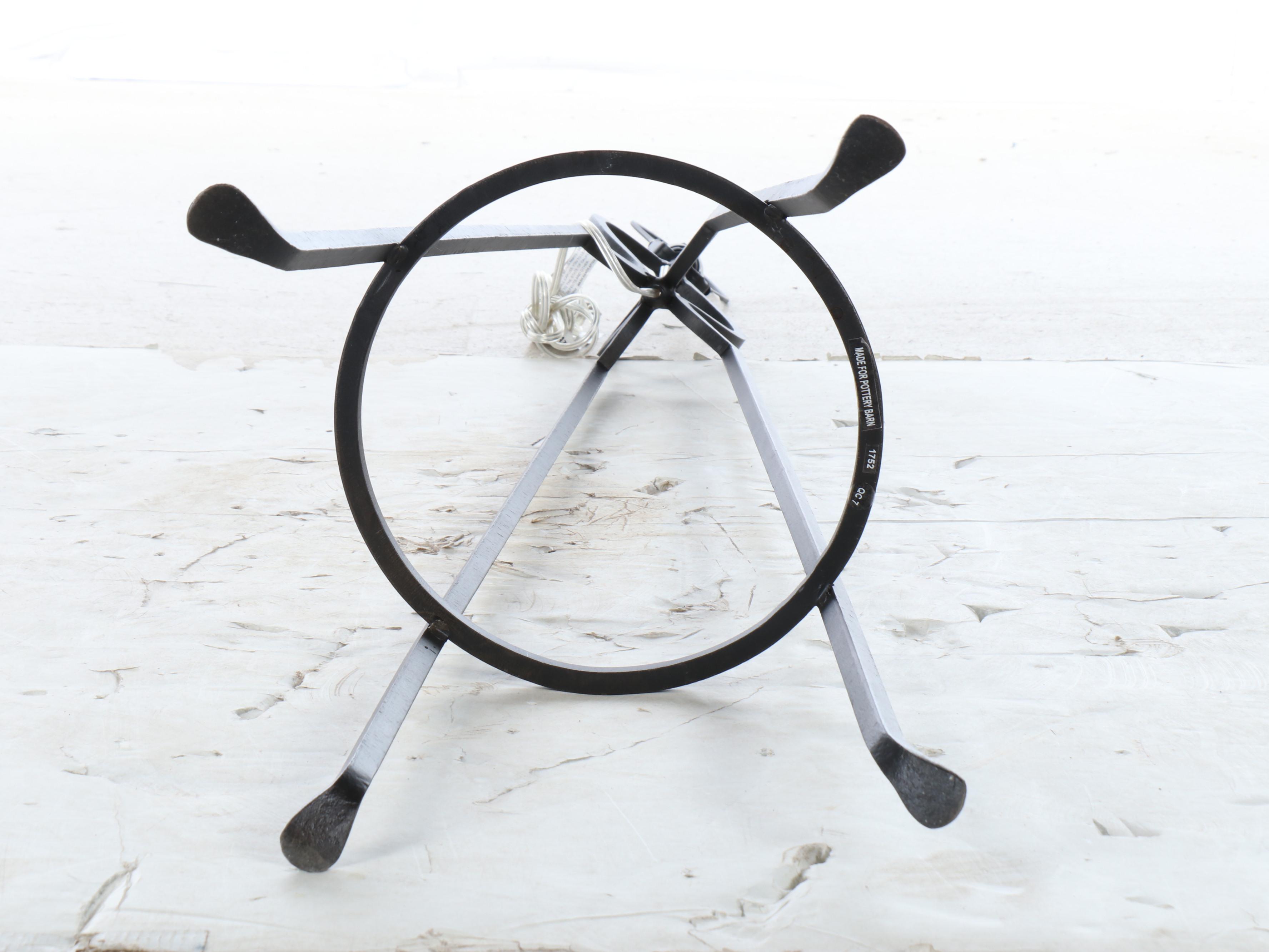 Pottery Barn Attr. Iron Floor Lamp and Slubbed Fabric Shade