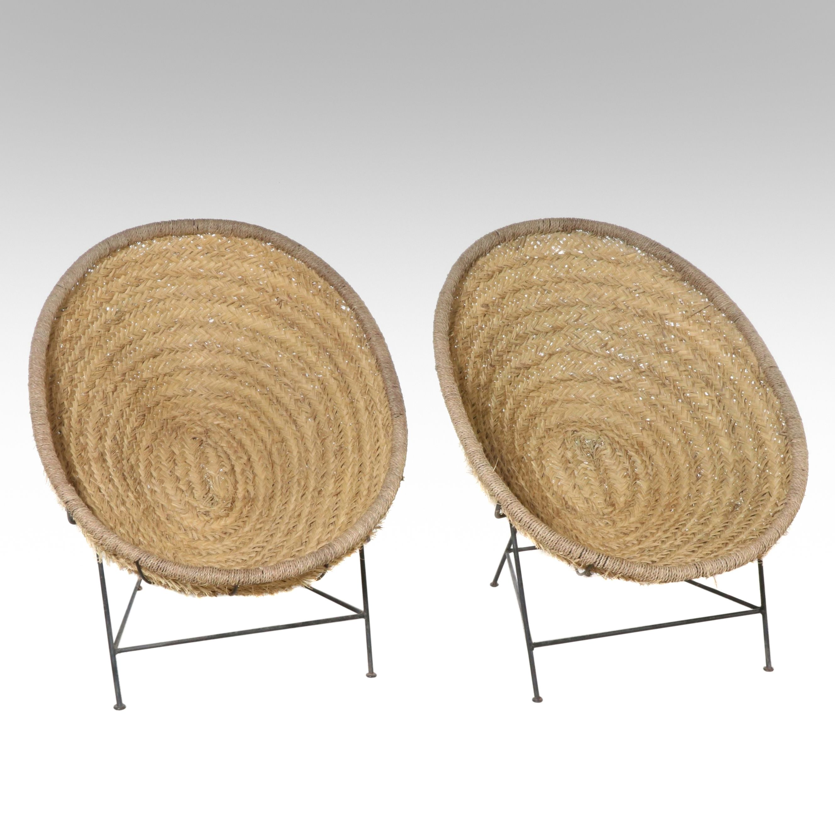 Pair of Woven Lounge Chairs