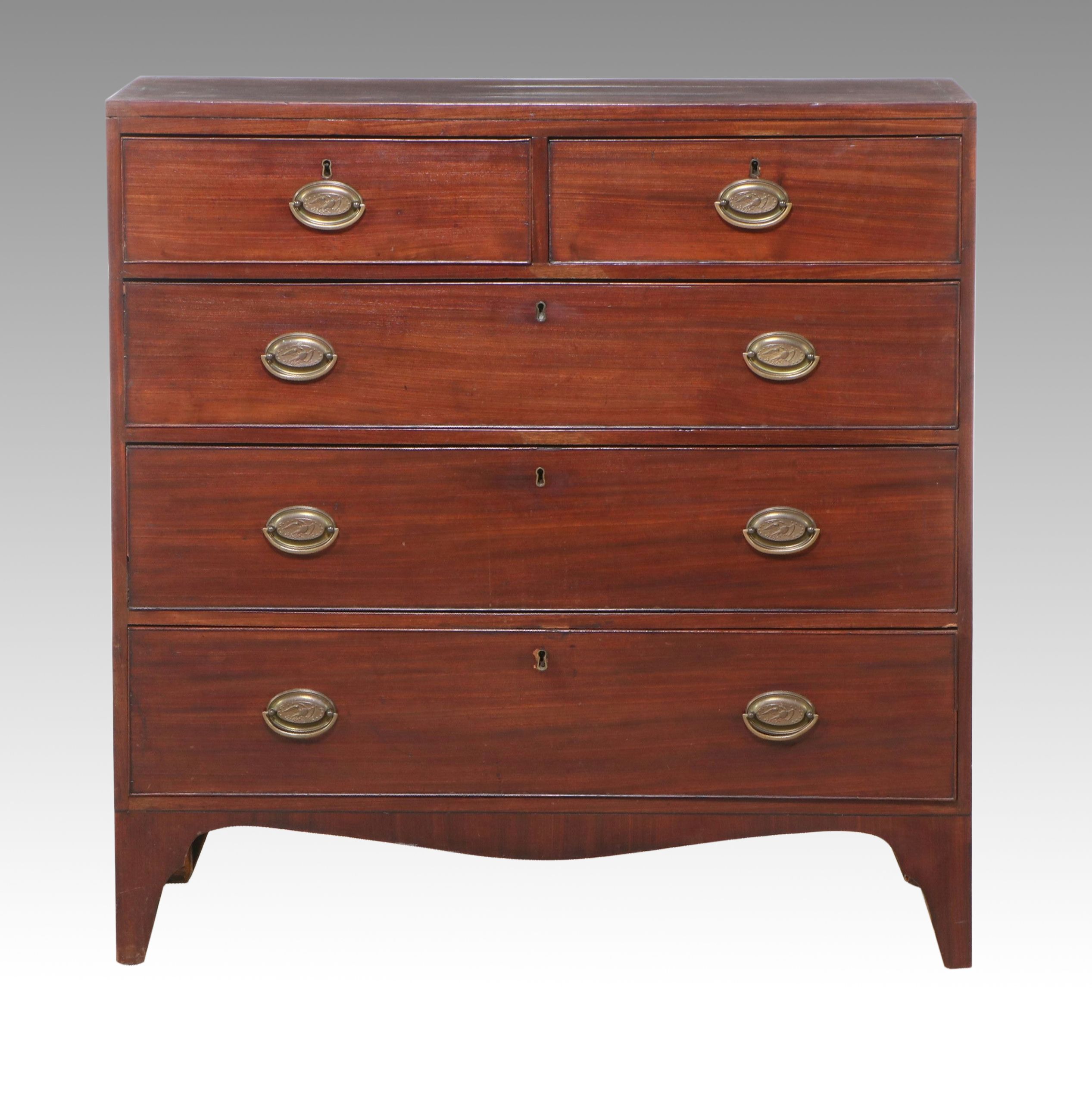 Federal Style Banded Mahogany Five-Drawer Chest, 20th Century