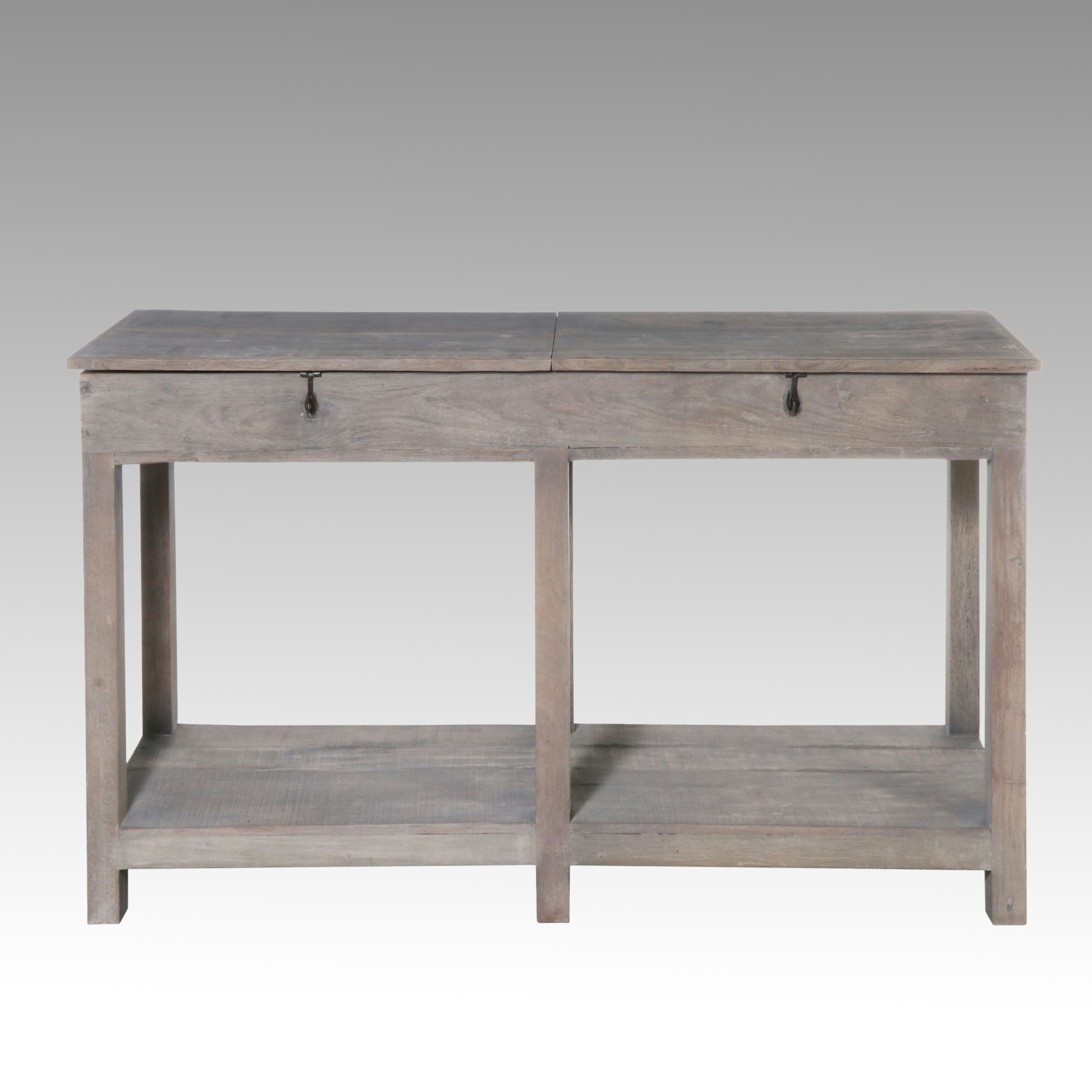Modern Farmhouse Style Grey-Washed Wood Console Table