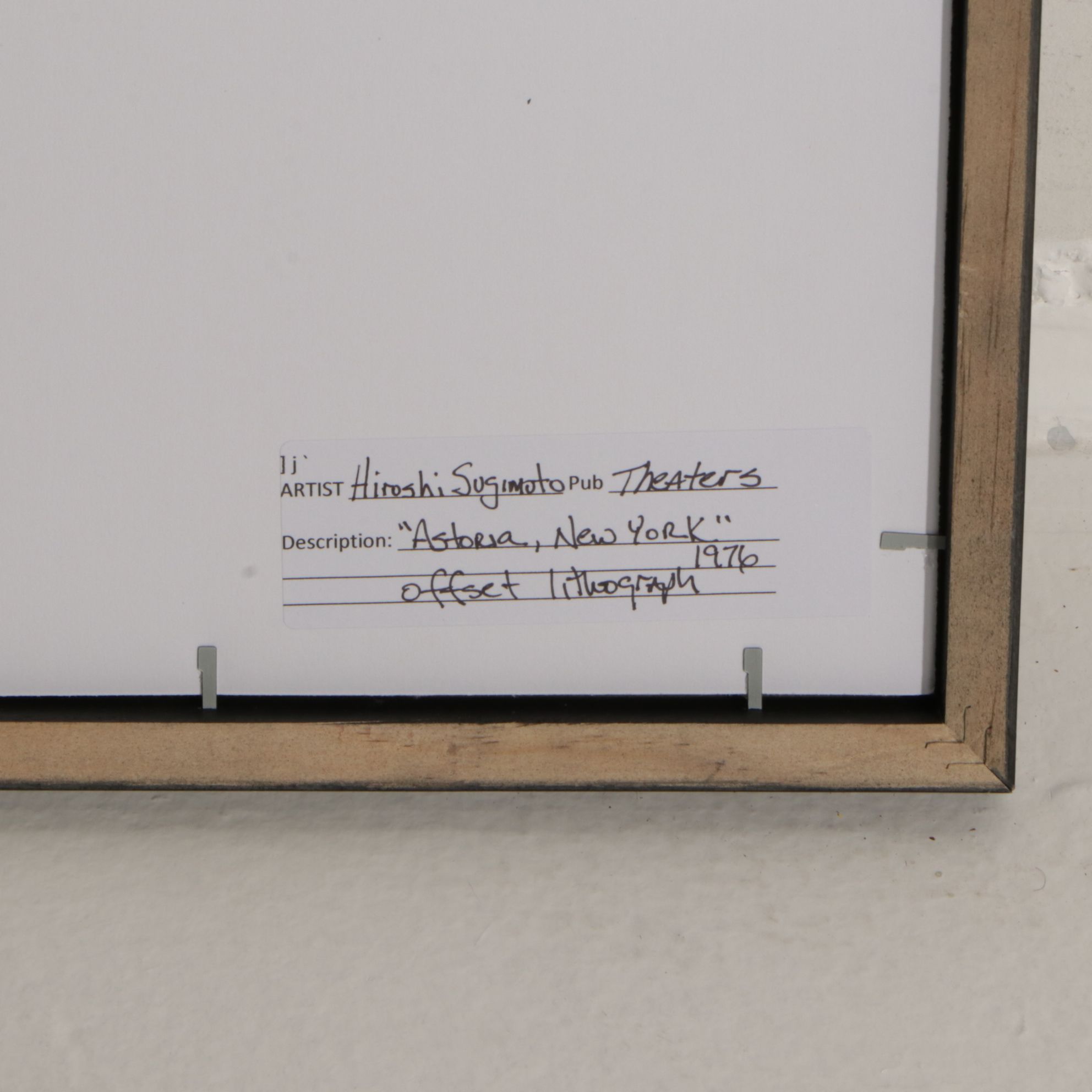 Hiroshi Sugimoto Offset Lithograph "Astoria, New York", 1976