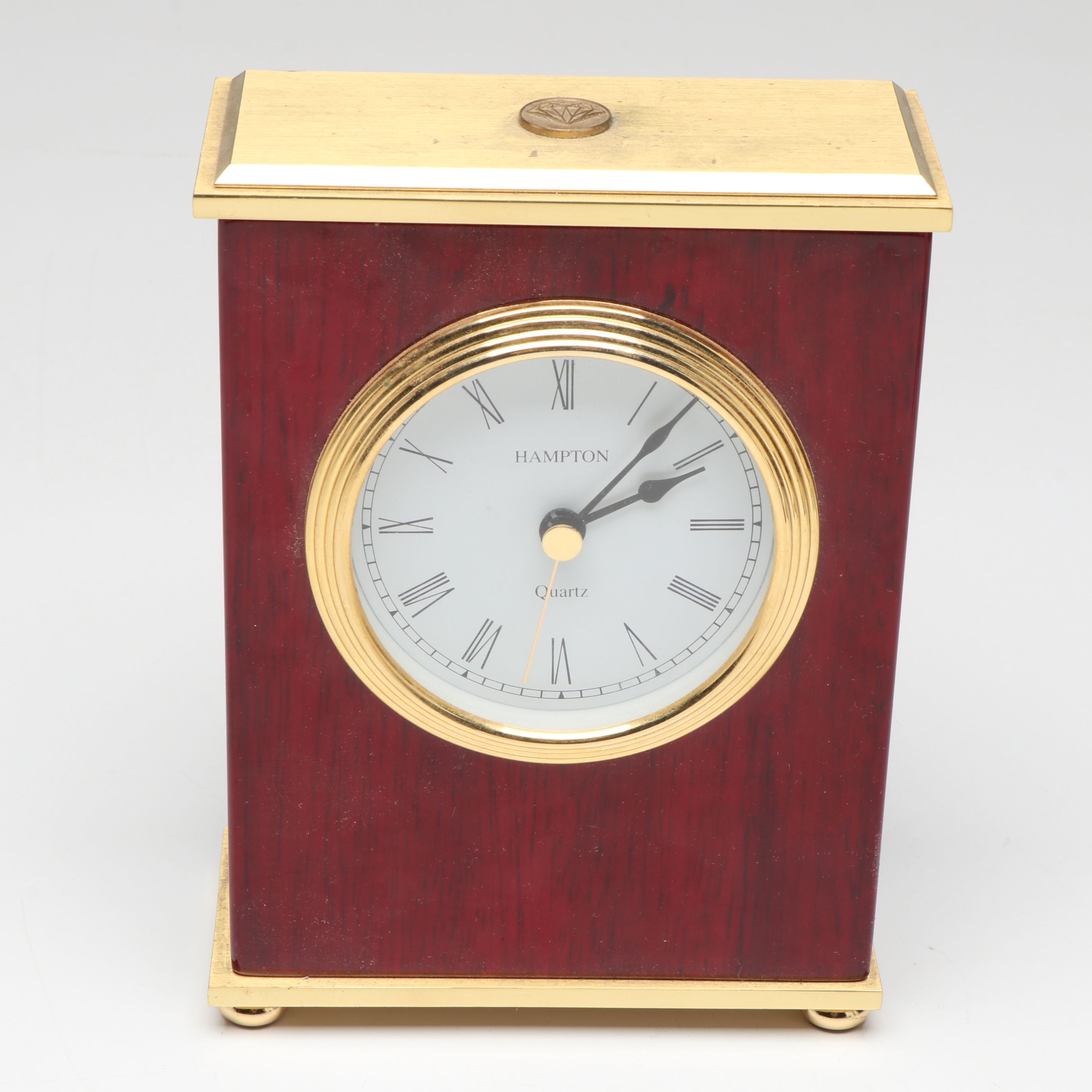 Hampton Mahogany and Brass Clock with Other Figurines