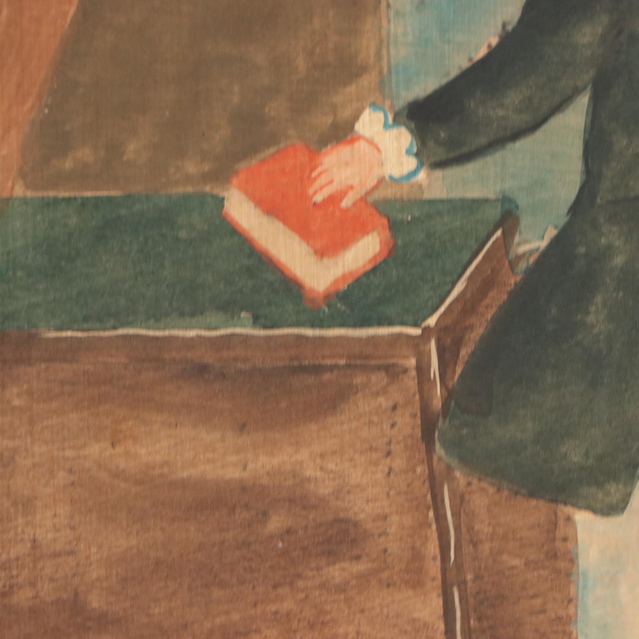 Oil Painting Folk Art Portrait Set, Early to Mid-20th Century