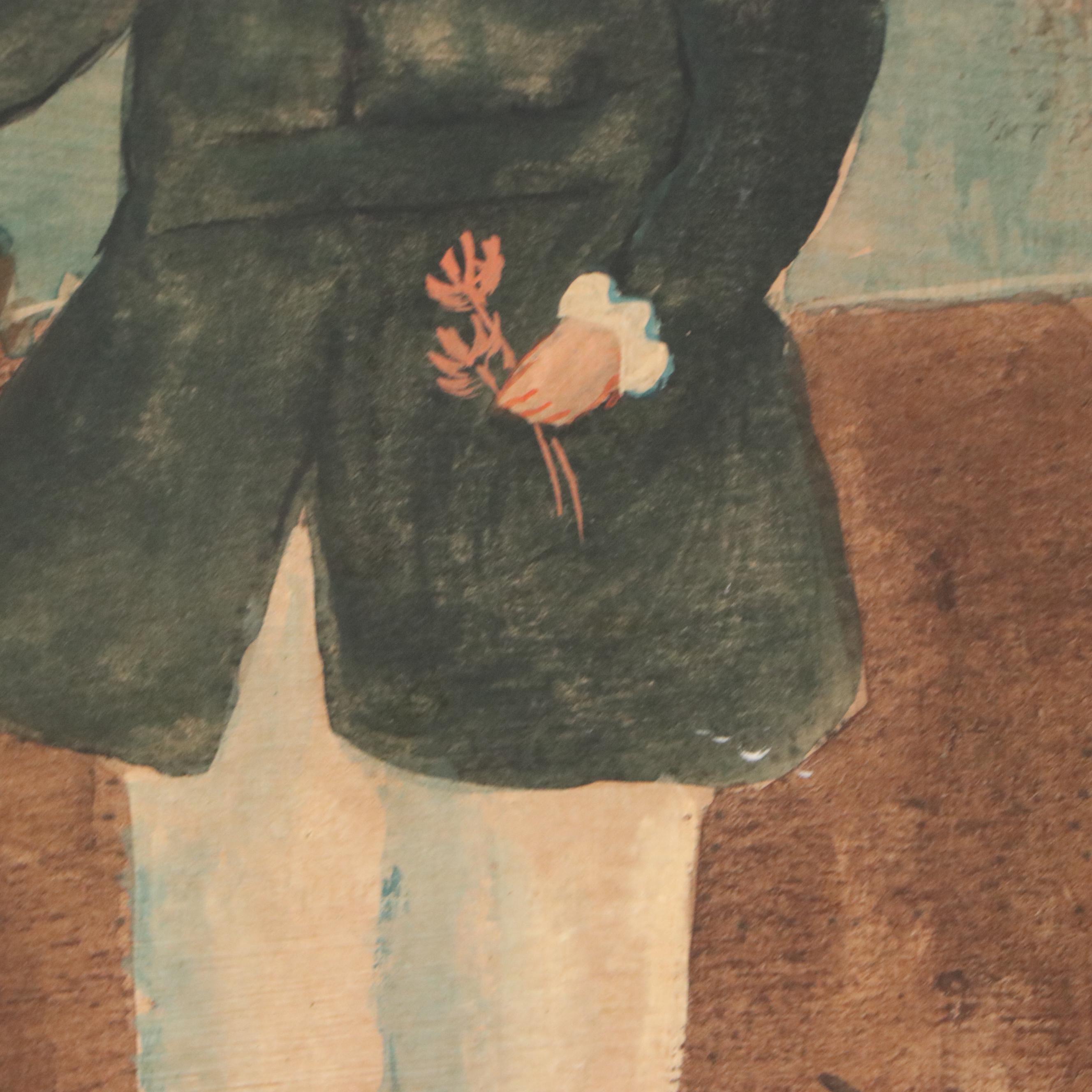 Oil Painting Folk Art Portrait Set, Early to Mid-20th Century