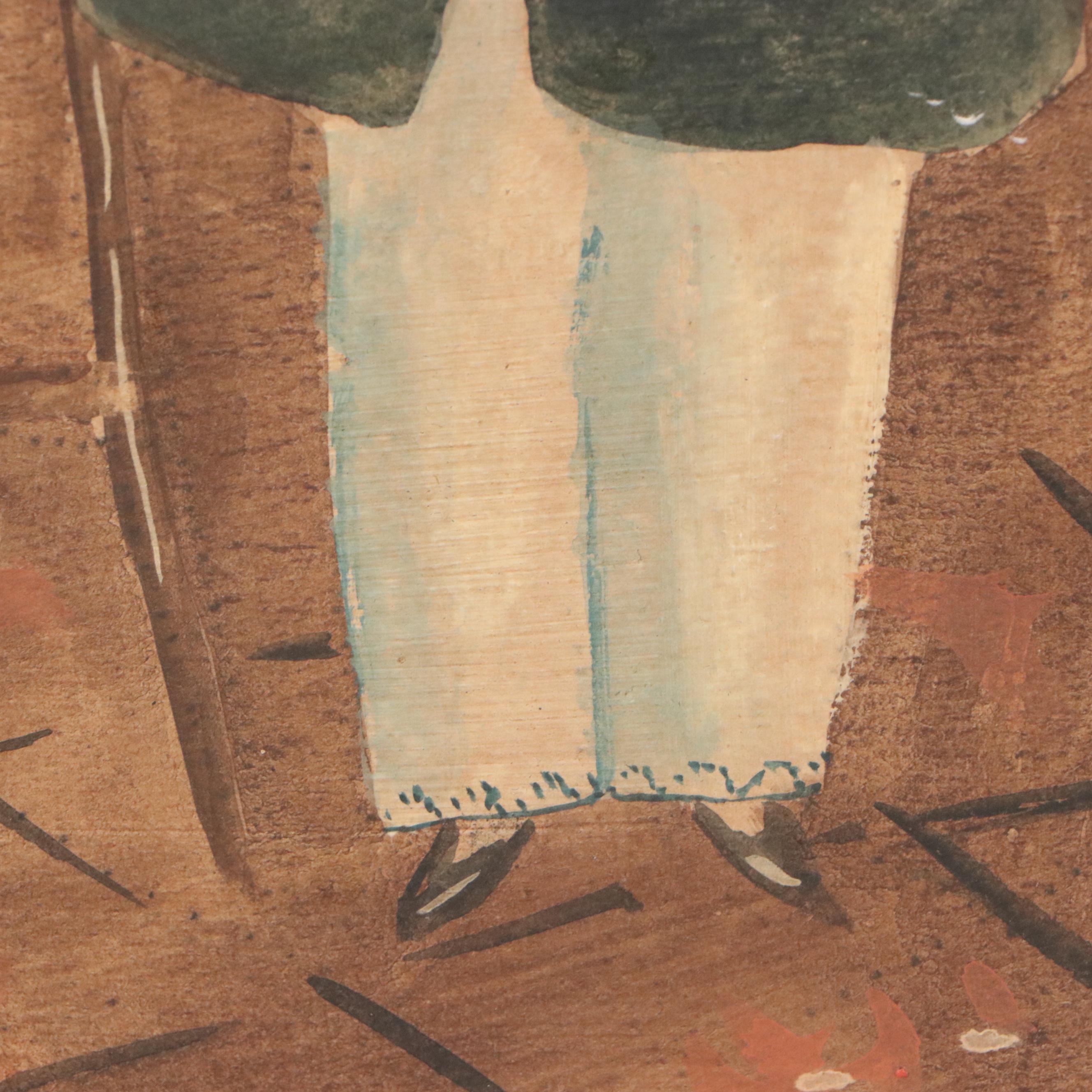 Oil Painting Folk Art Portrait Set, Early to Mid-20th Century