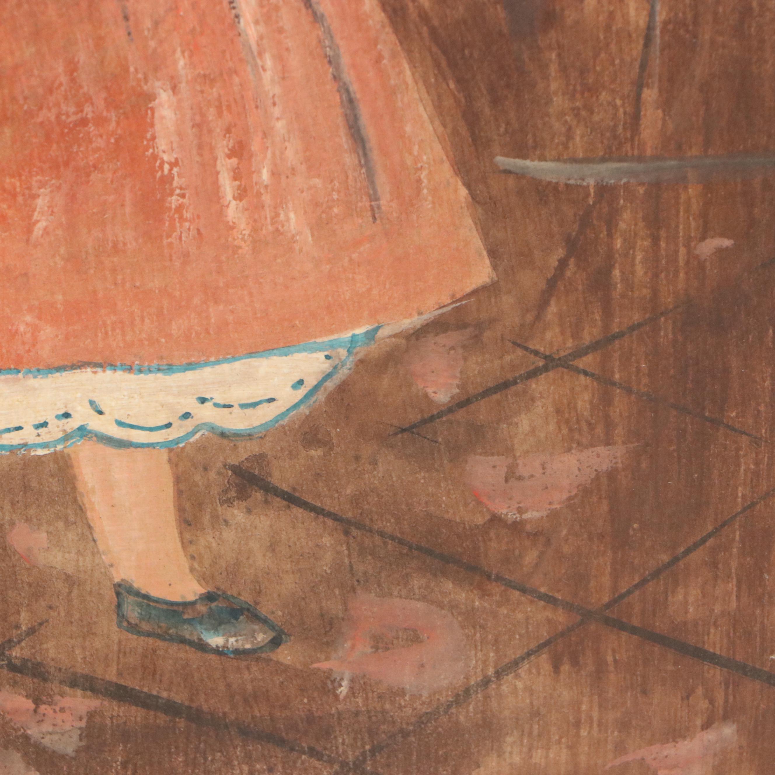 Oil Painting Folk Art Portrait Set, Early to Mid-20th Century