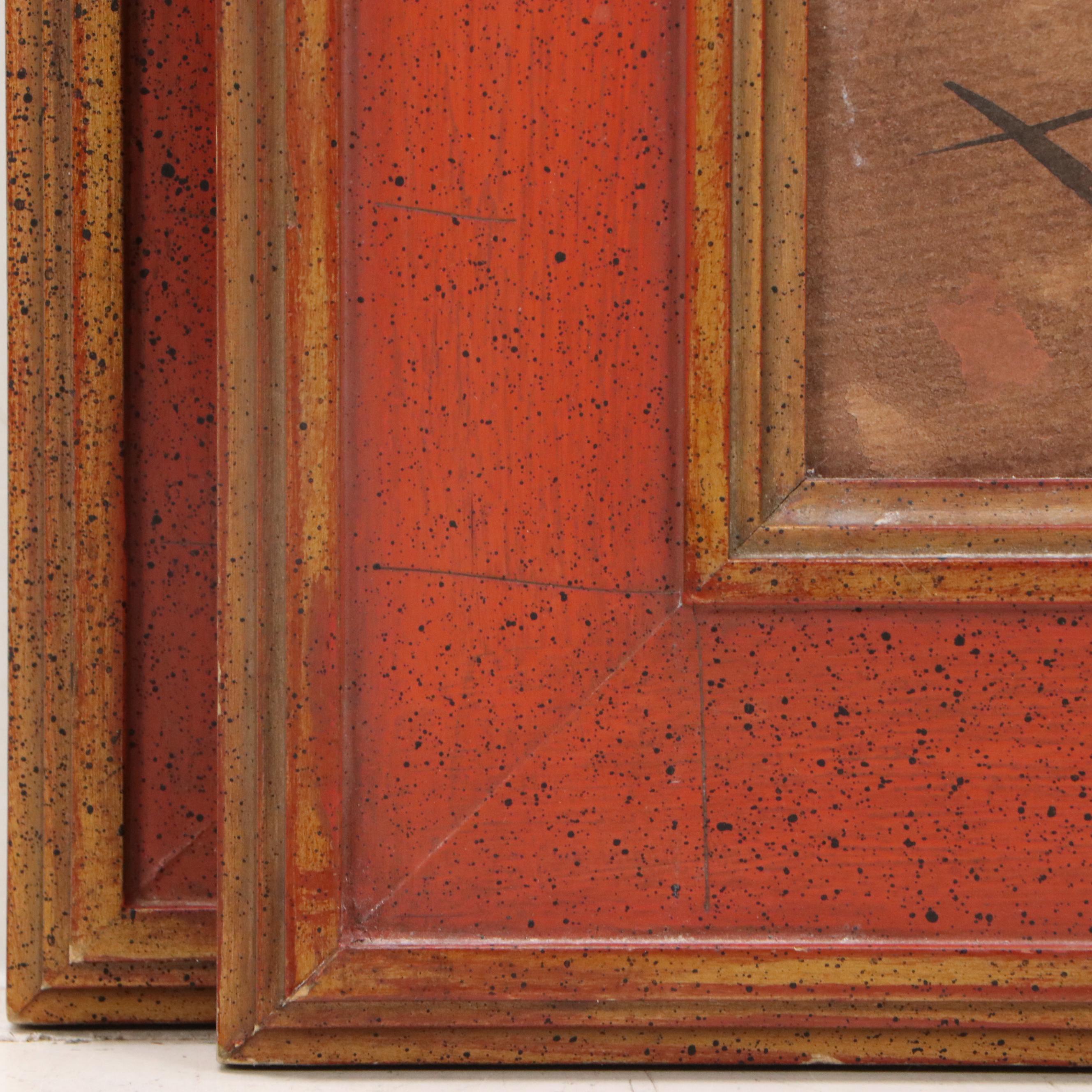 Oil Painting Folk Art Portrait Set, Early to Mid-20th Century