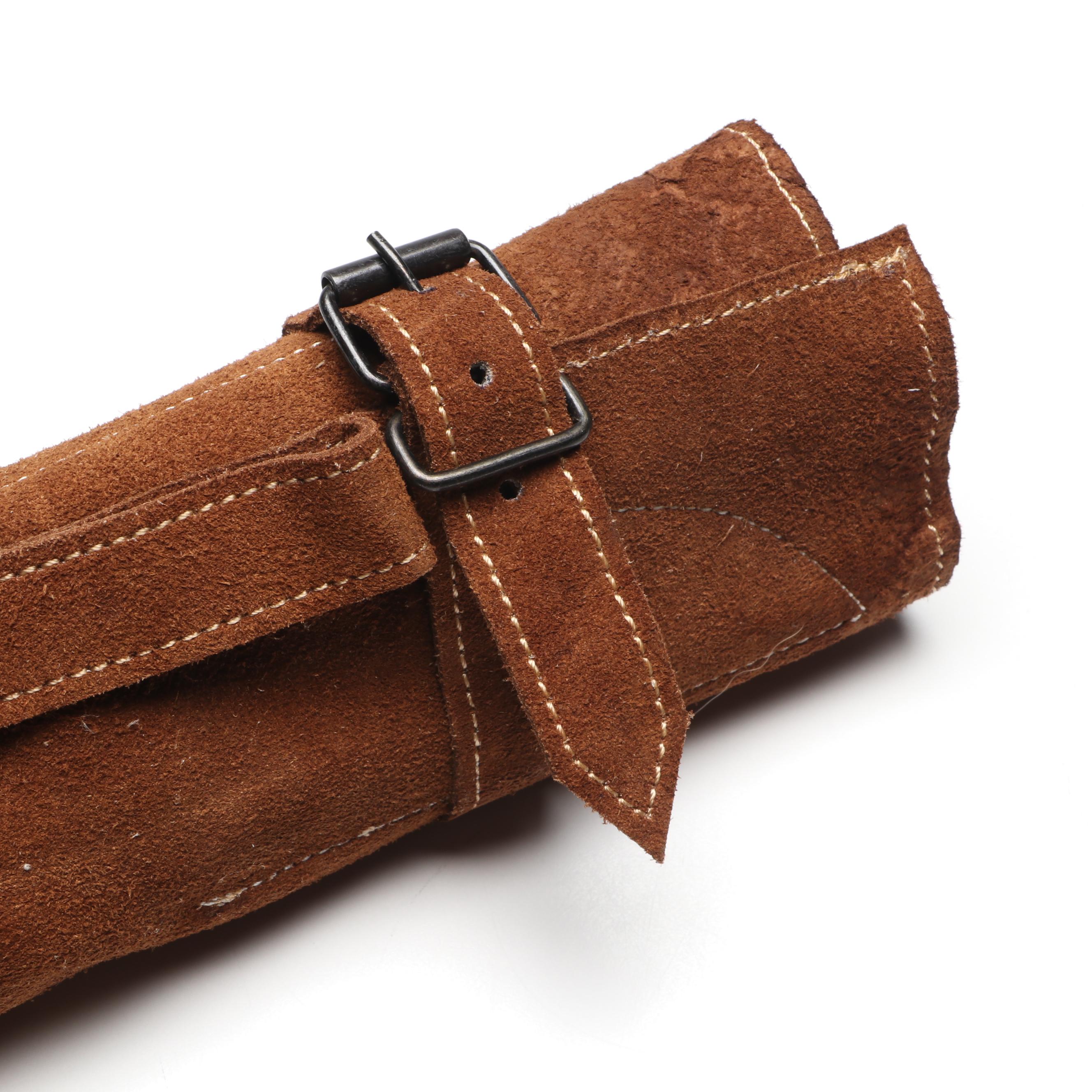 Hand-Forged Damascus Steel Kitchen Knives with Suede Sheath