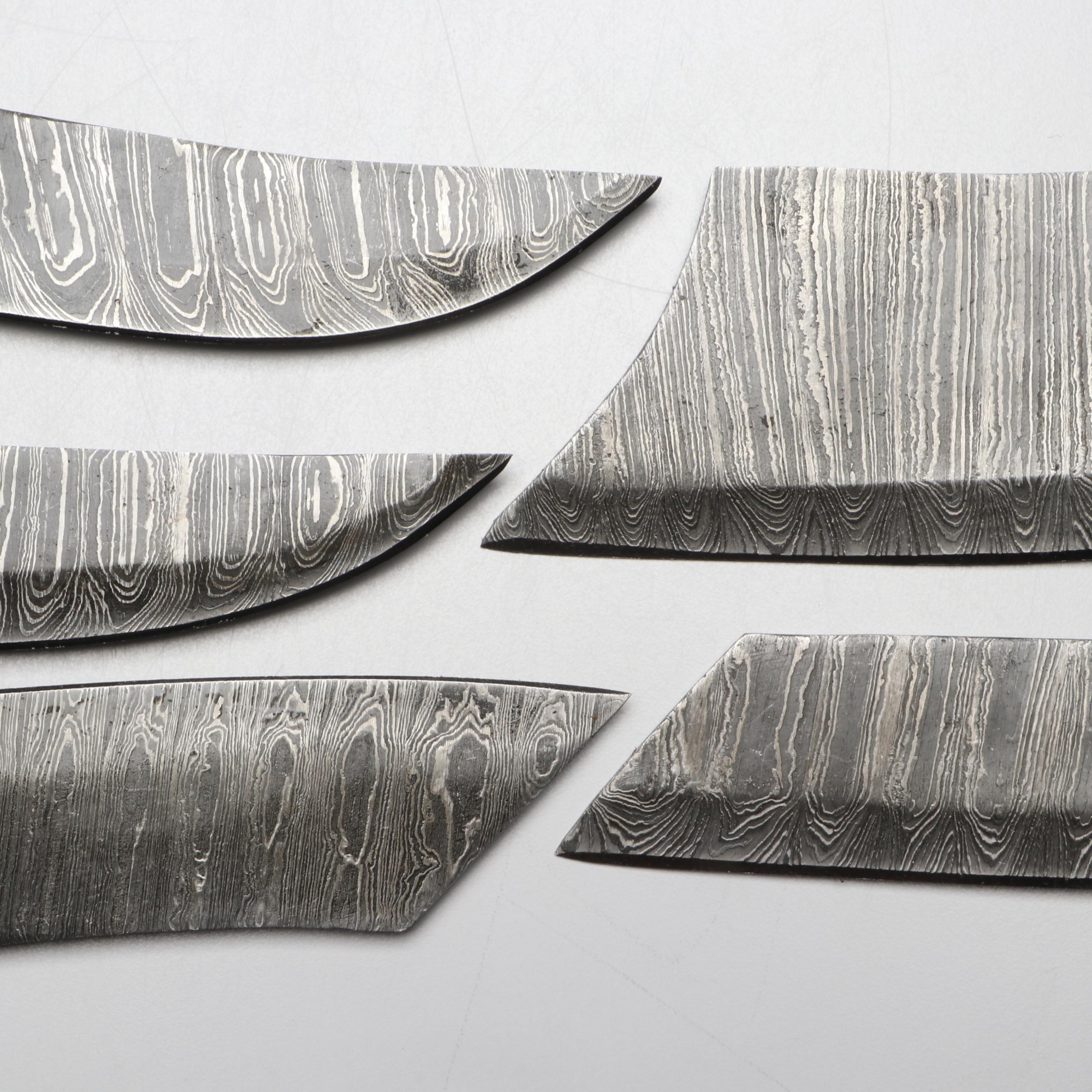 Hand-Forged Damascus Steel Kitchen Knives with Suede Sheath