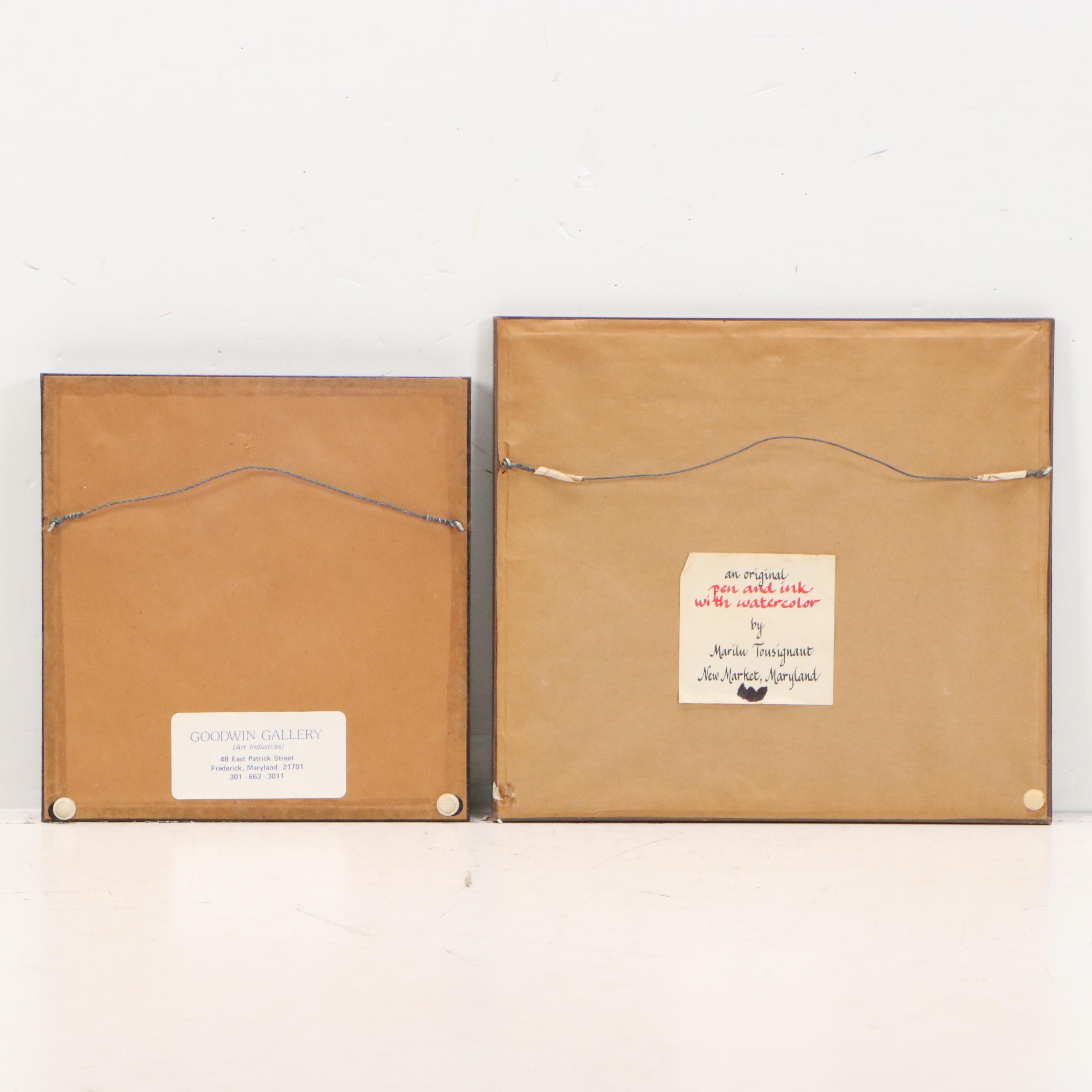 Marilu Tousignaut Drawing and Print of Rabbits, Circa 1978