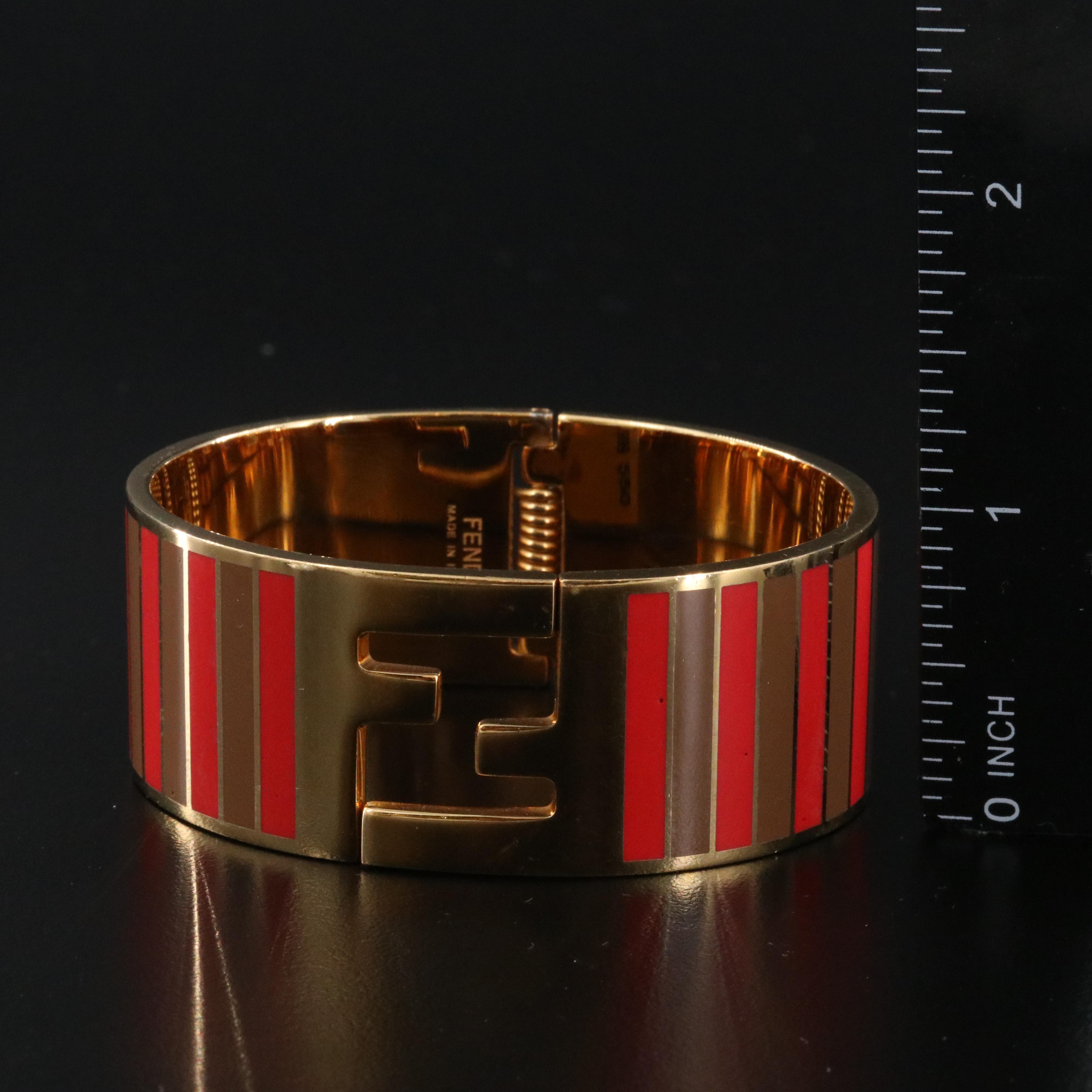 Fendi Monogram Enamel Hinged Bracelet