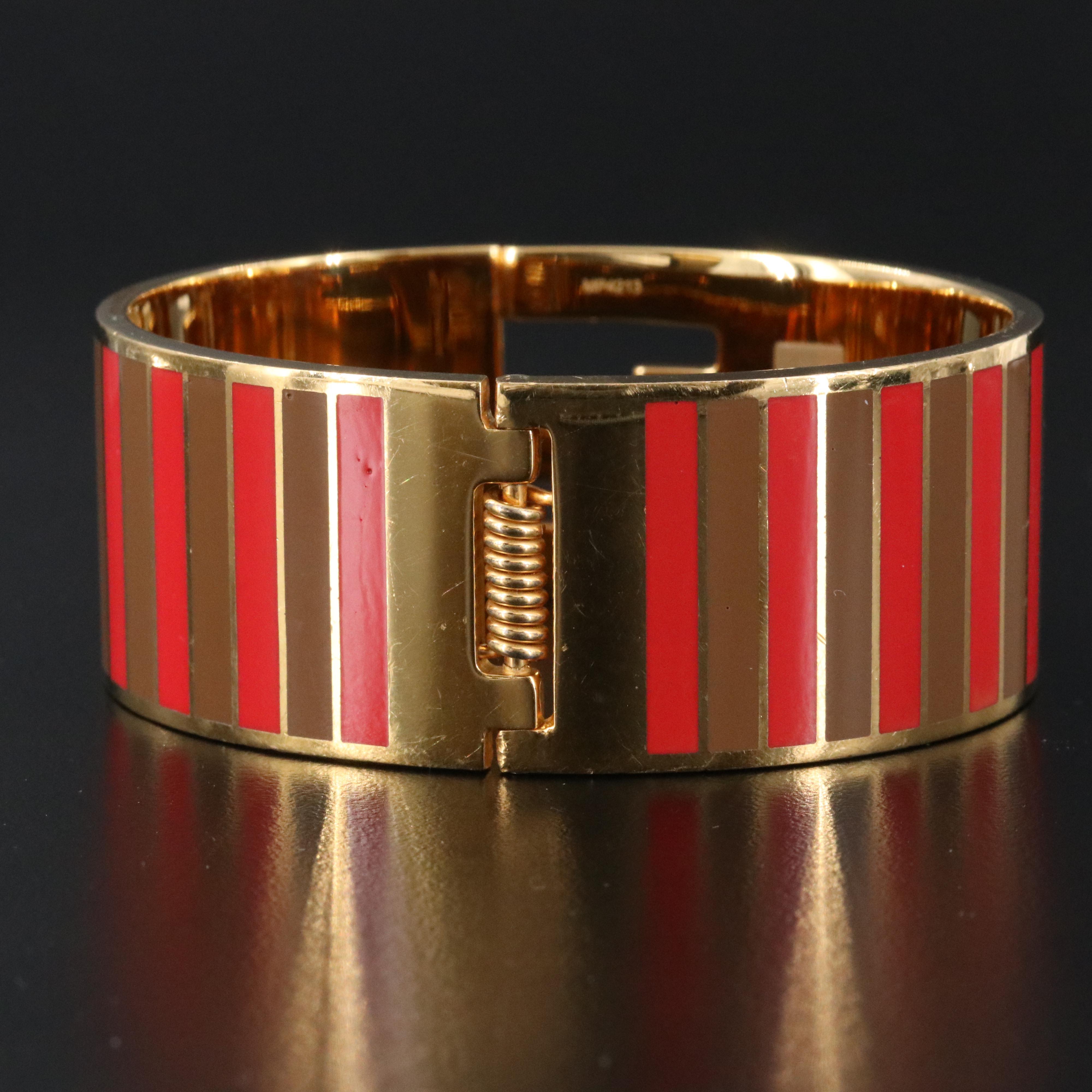 Fendi Monogram Enamel Hinged Bracelet